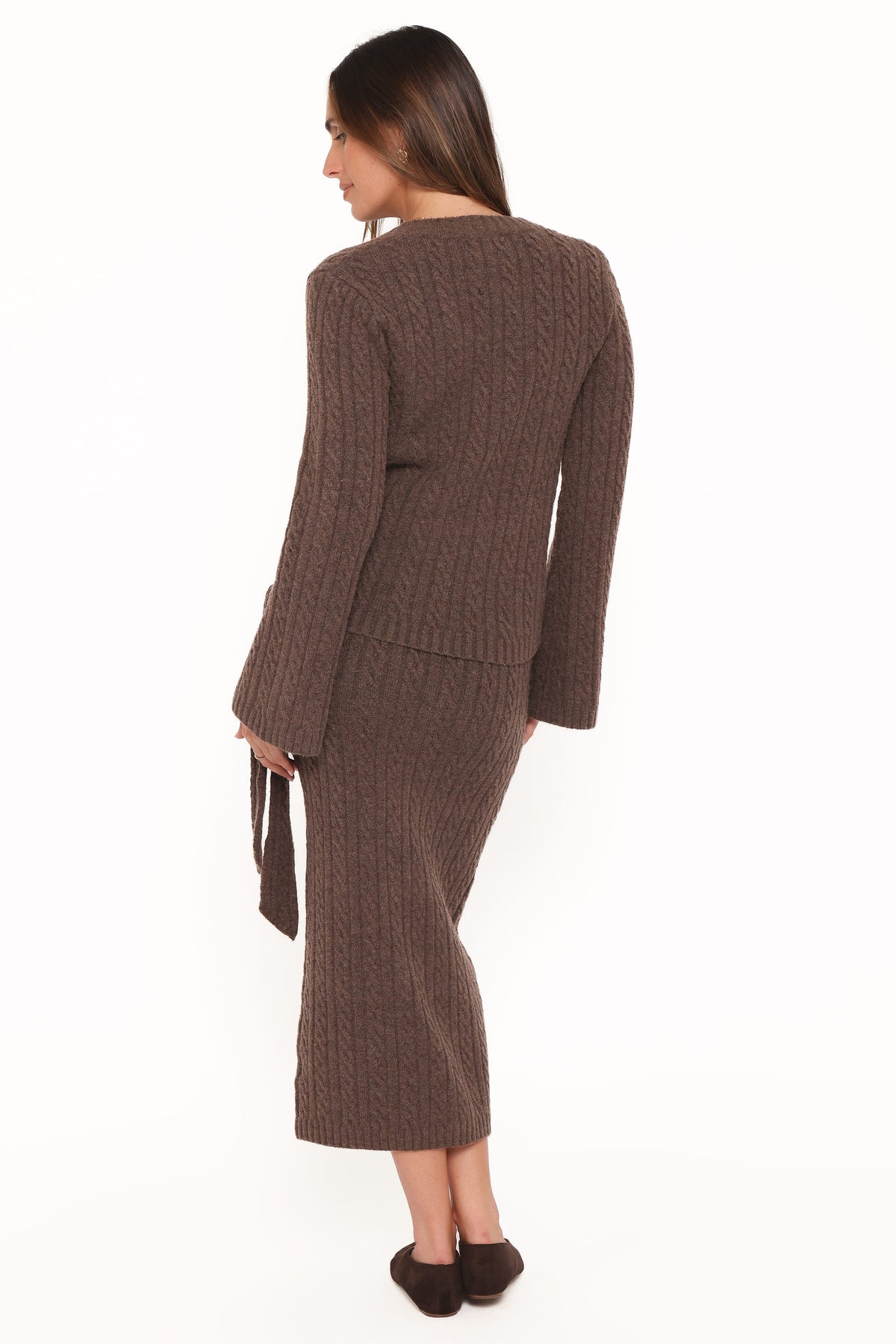 Petal and Pup USA SETS Everett Cable Knit Skirt Set - Chocolate