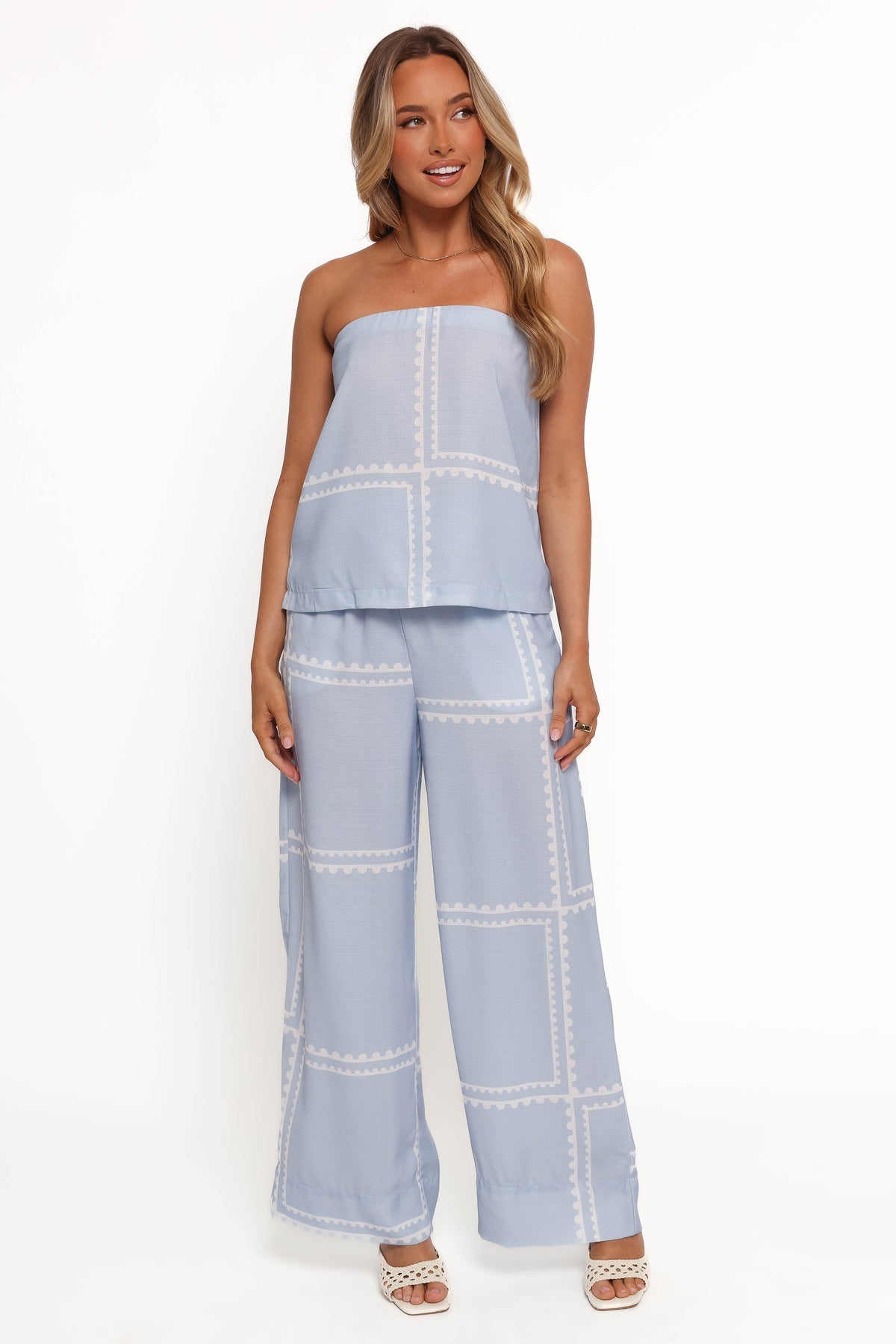 sachin and babi light blue dress Light Wash Cotton Chambray Wide Leg Pants - All Bottoms main image 0