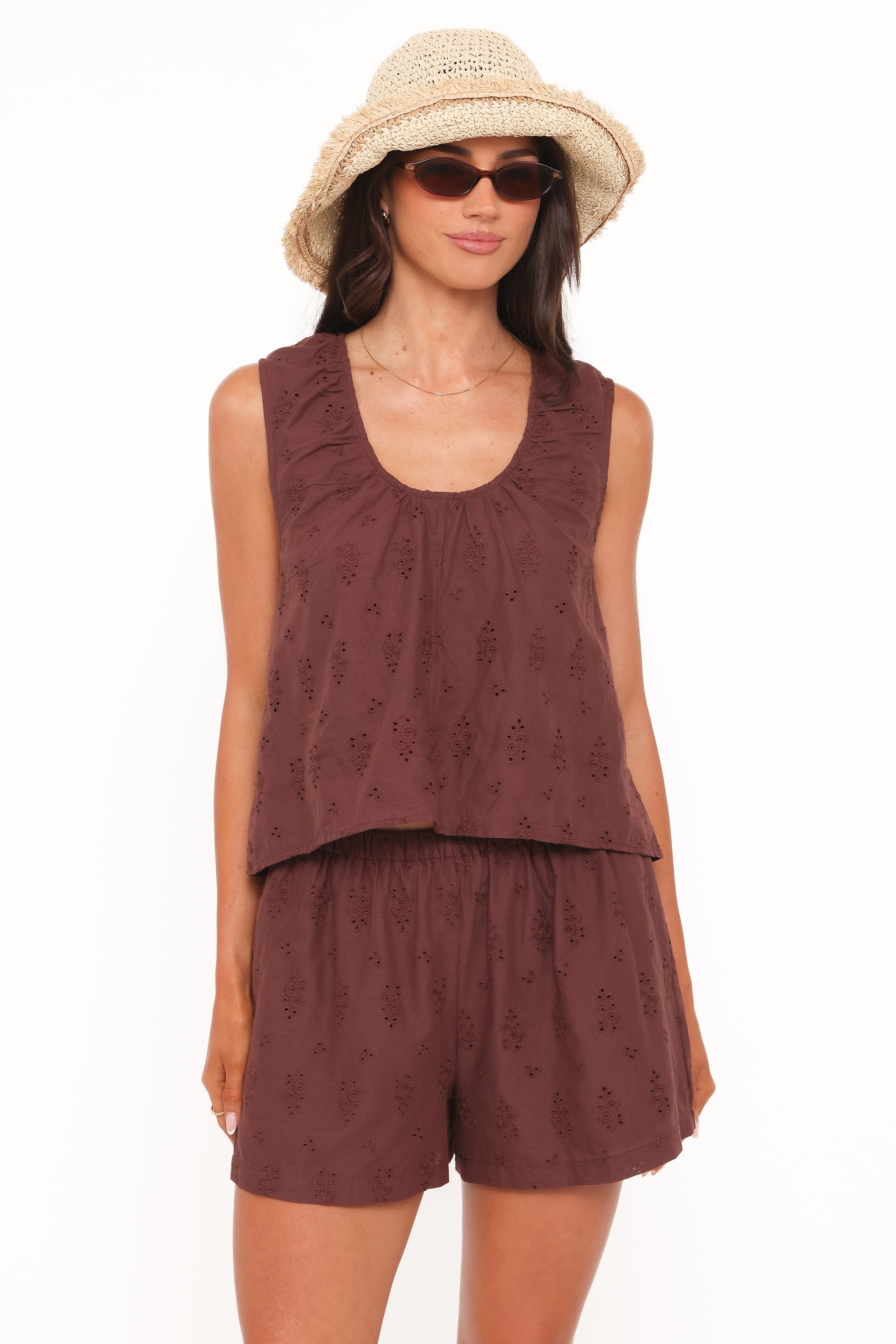 Petal and Pup USA SETS Faela Short Set - Brown Broderie