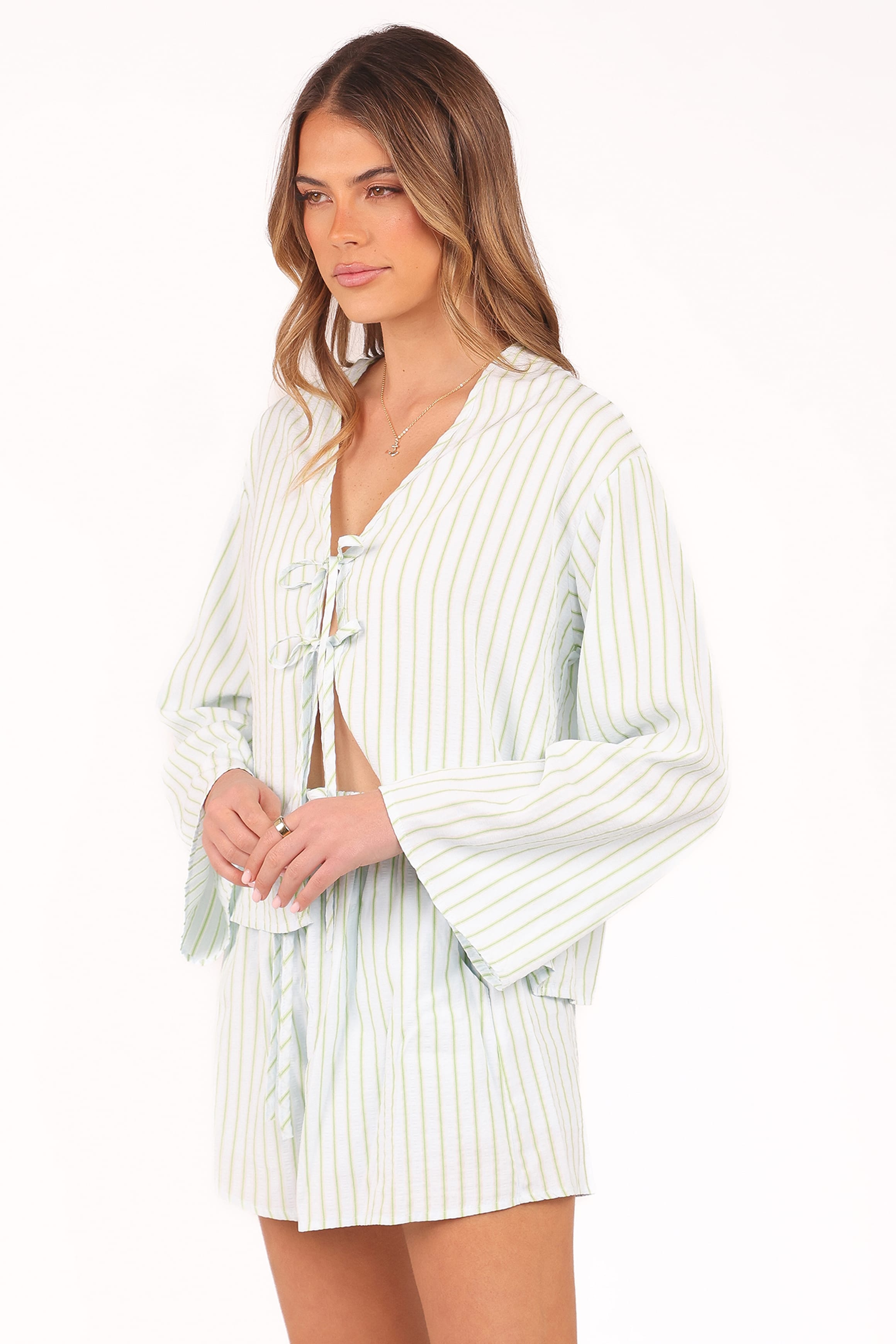Petal and Pup USA SETS Flynn Short Set - Green Blue Stripe (Hold for Amazon)