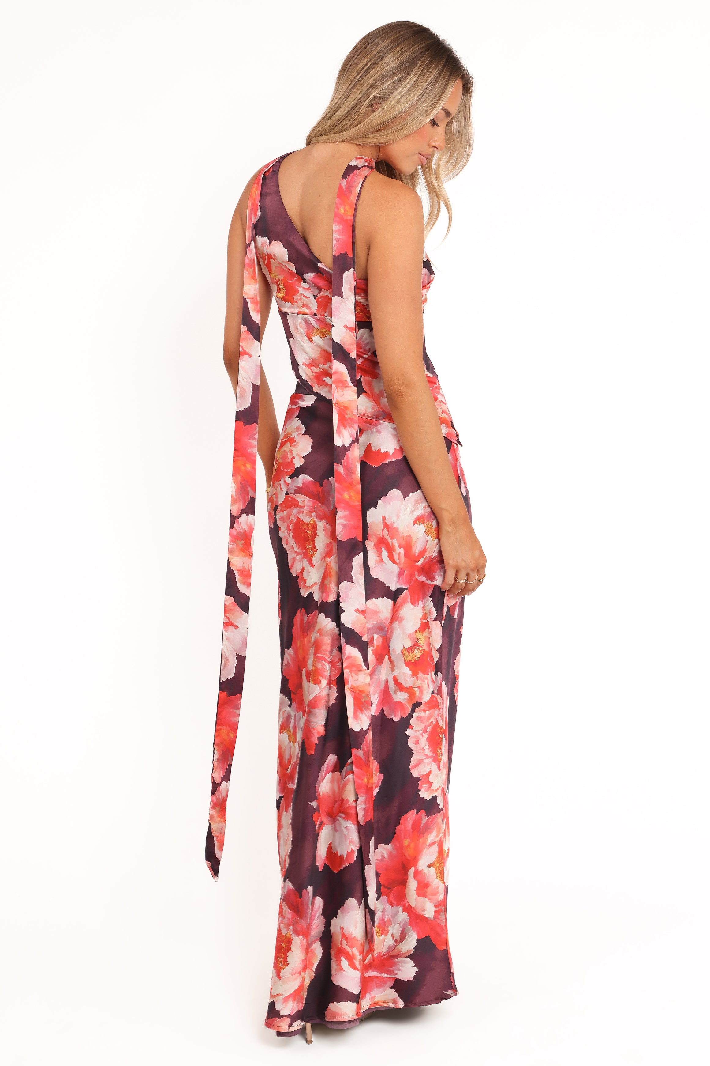 Petal and Pup USA SETS Georgina One Shoulder Skirt Set - Burgundy Peony