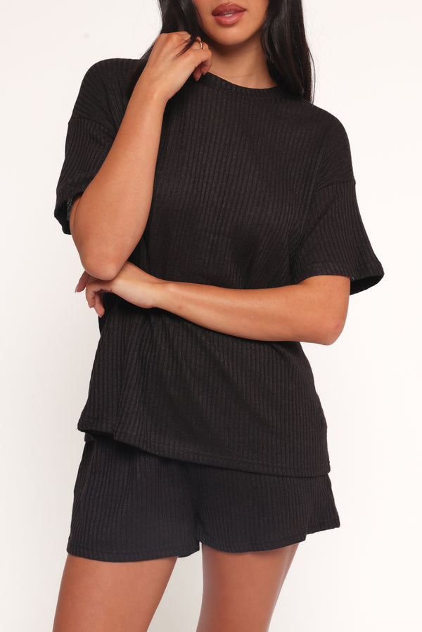 Petal and Pup USA SETS Granger Knit Short Set - Black