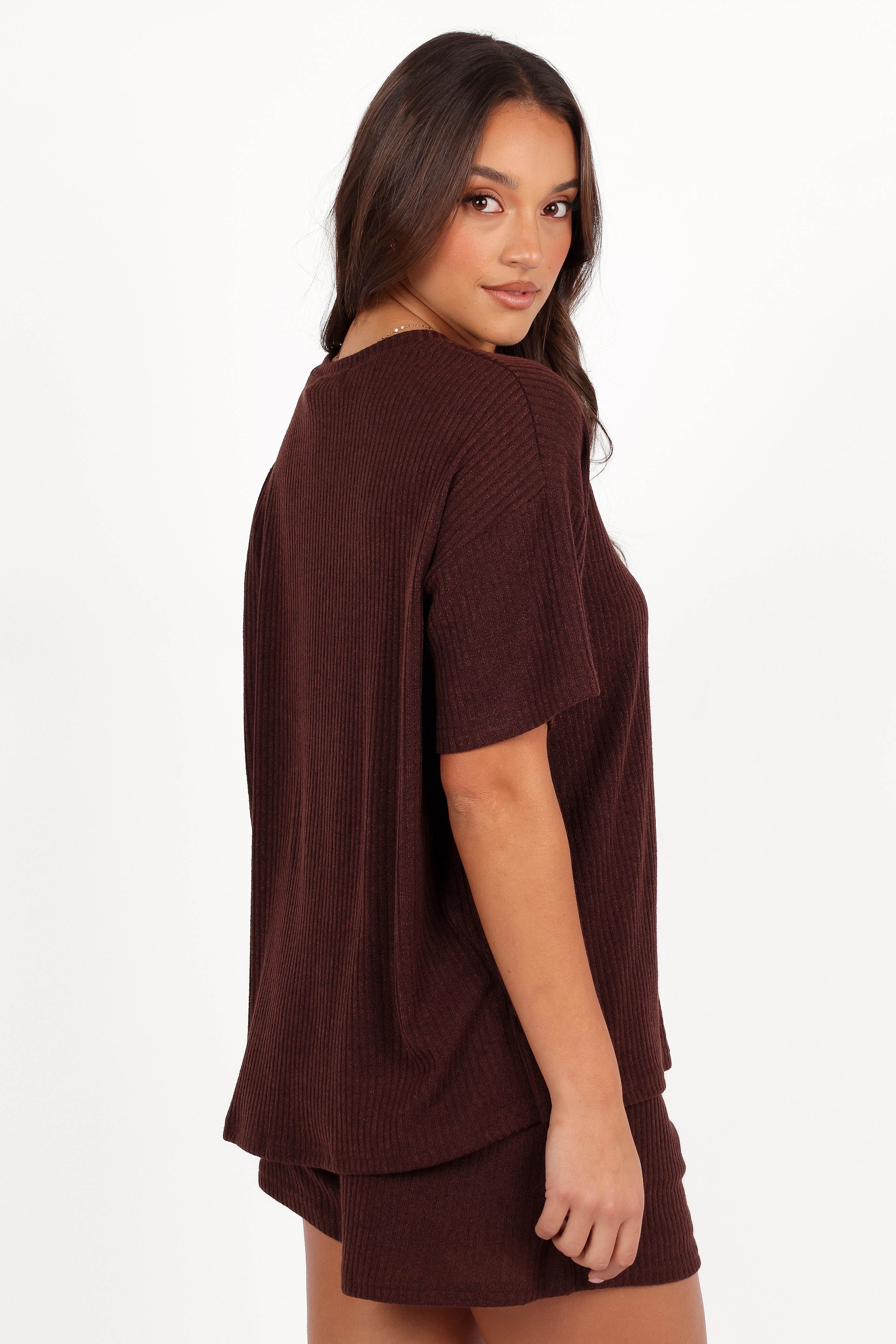 Petal and Pup USA SETS Granger Knit Short Set - Chocolate Brown