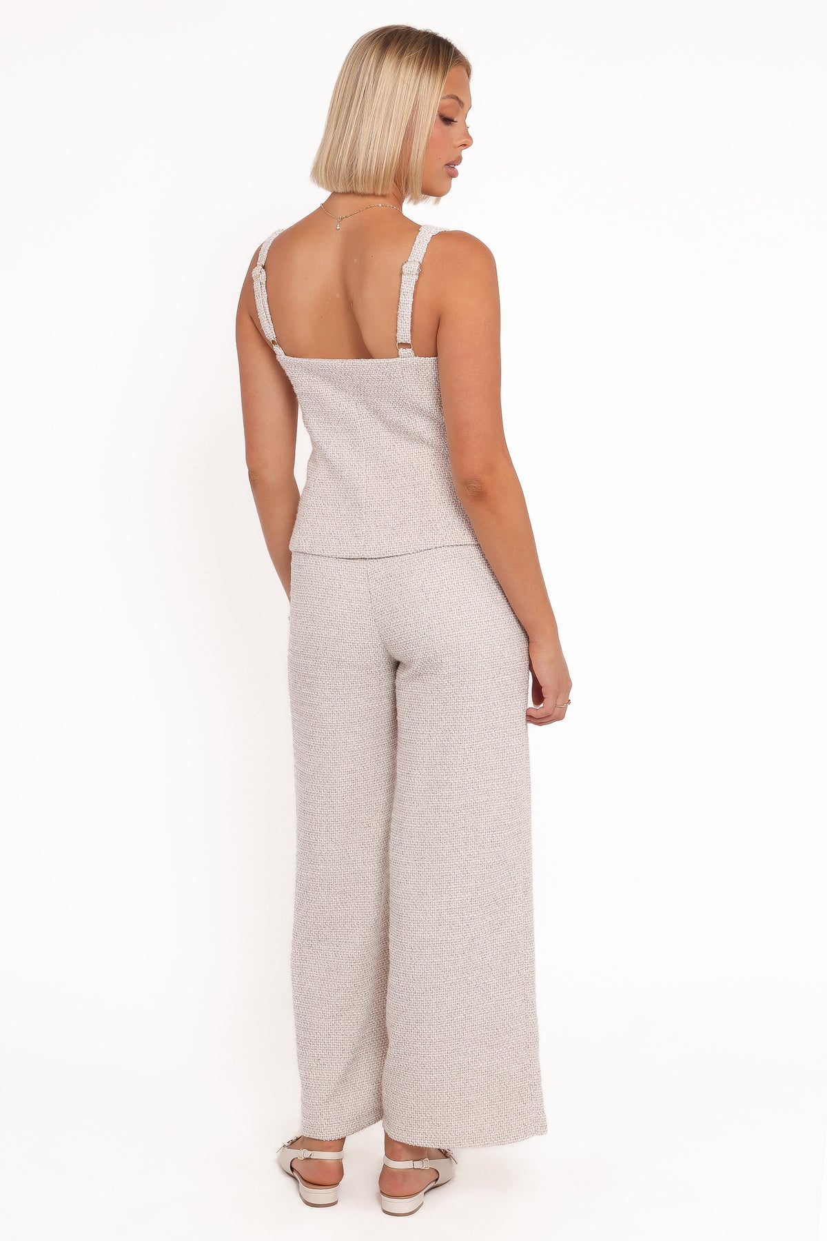 Petal and Pup USA SETS Greta Tailored Pant Set - White Brown Marl