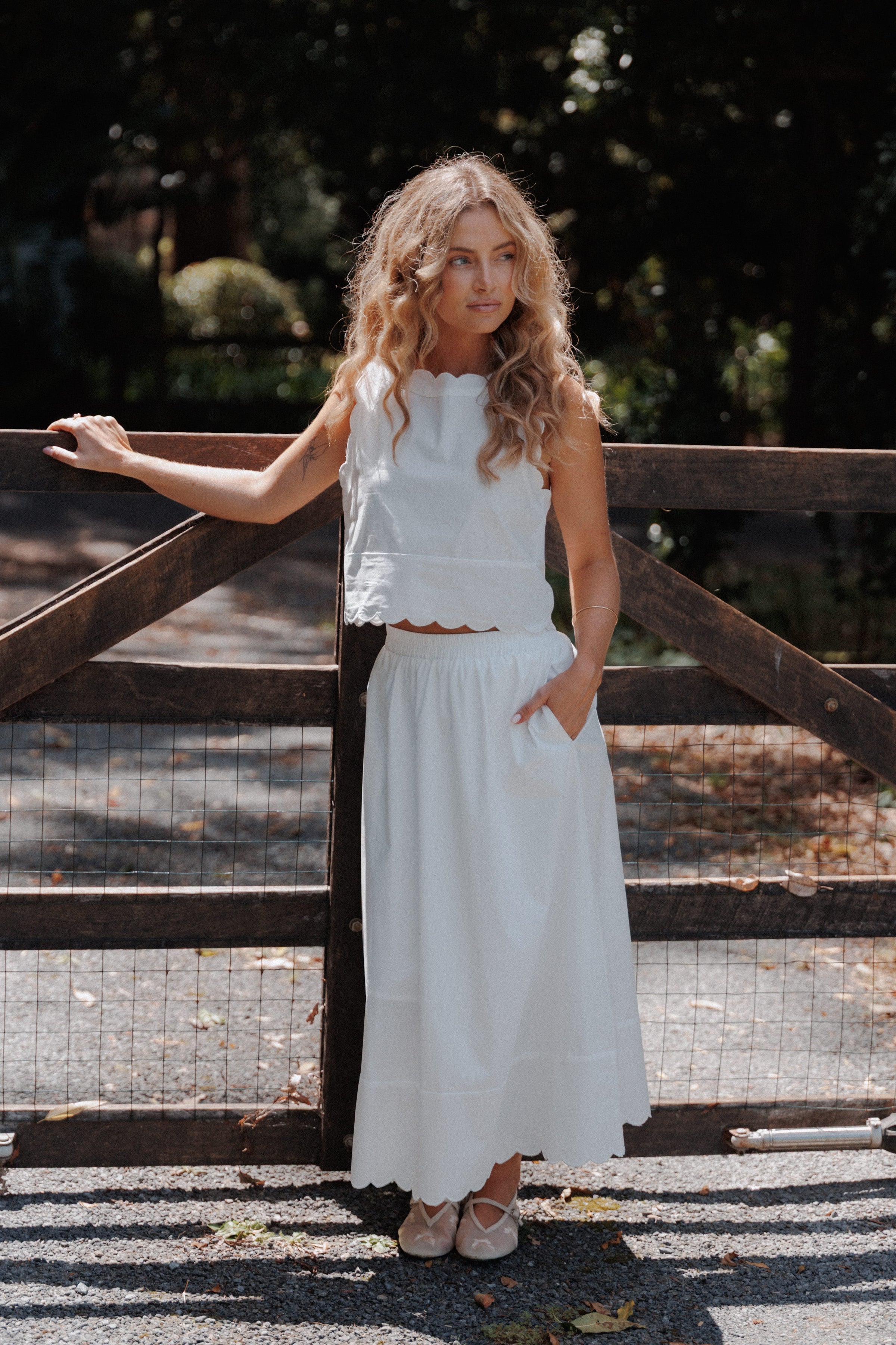 Petal and Pup USA SETS Heather Maxi Skirt Set - White
