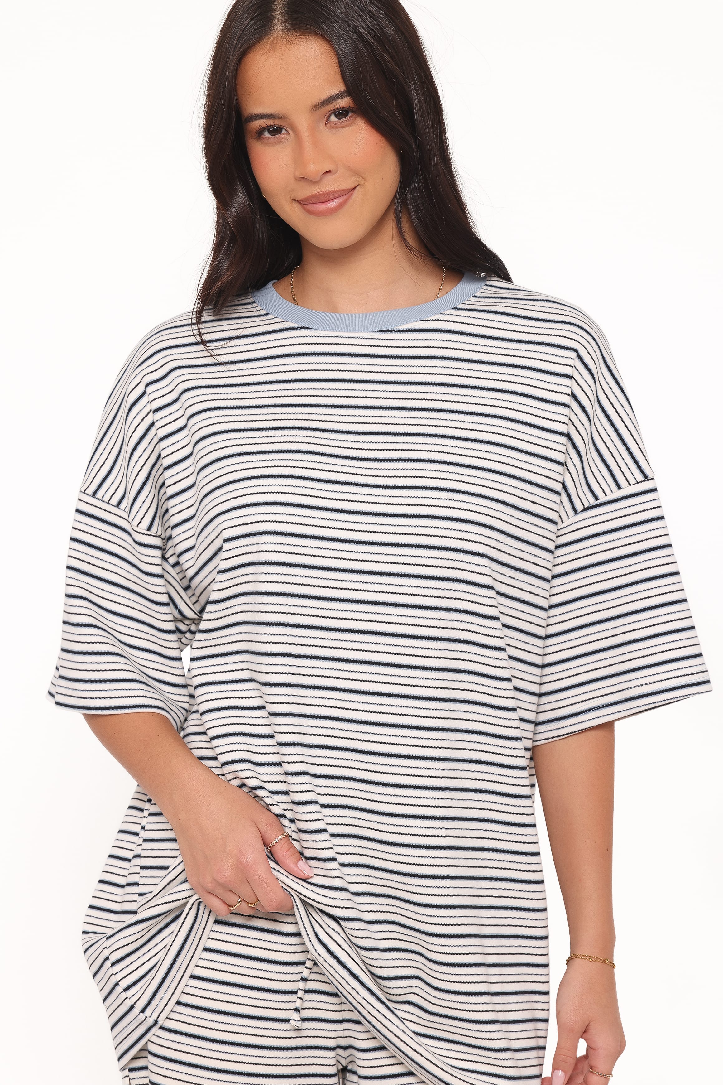 Petal and Pup USA SETS Hellen Stripe Short Set - Blue/Cream Stripe