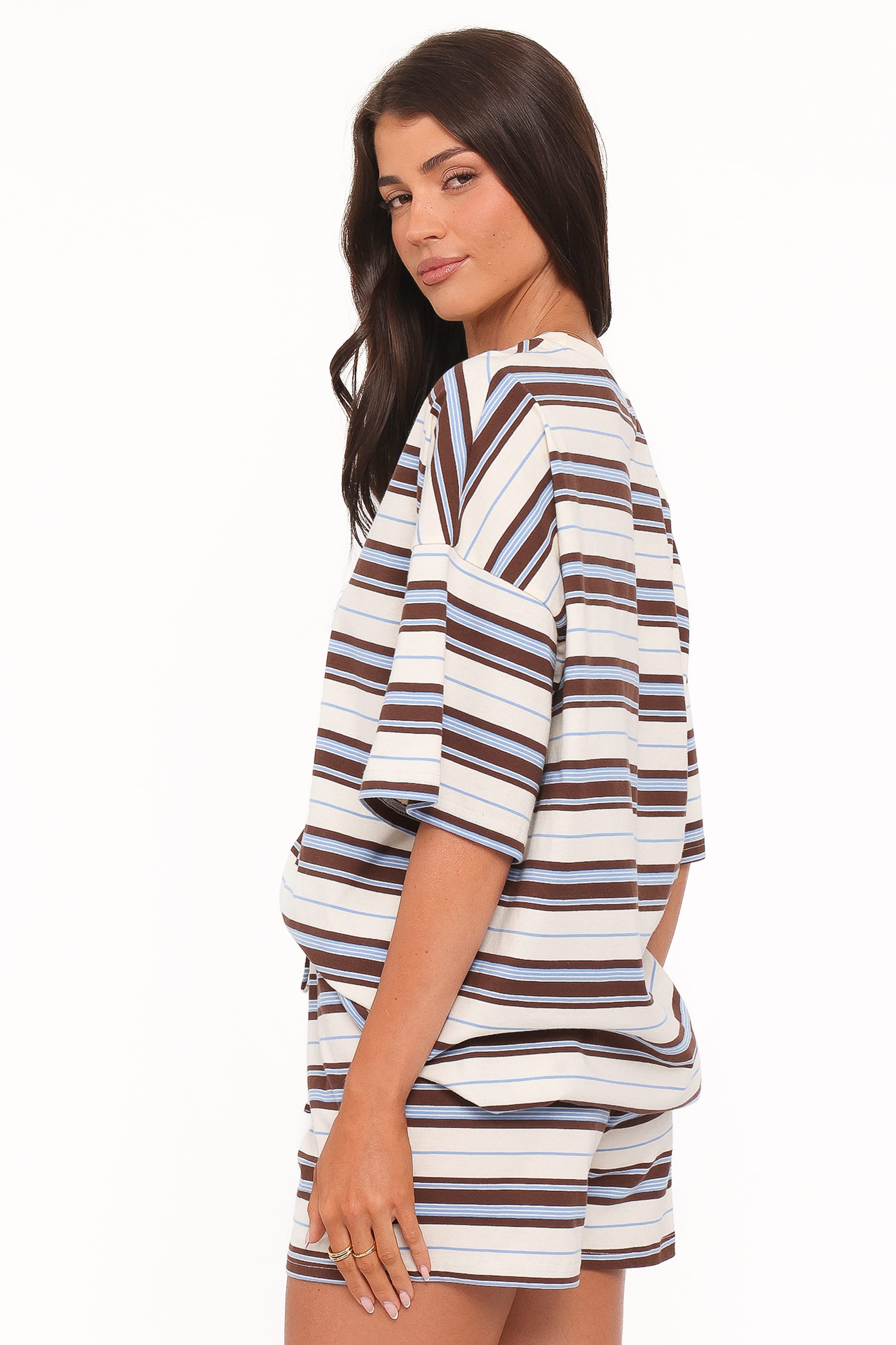 Petal and Pup USA SETS Hellen Stripe Short Set - Brown Multi Stripe