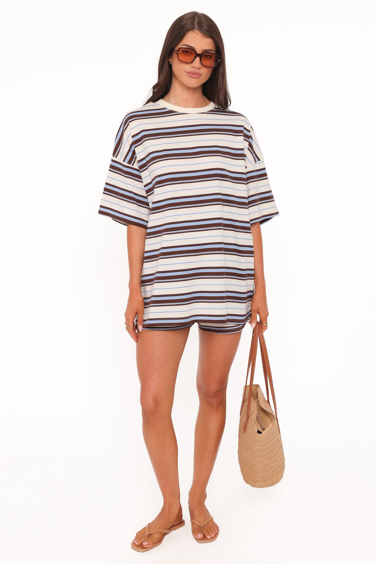 Hellen Stripe Short Set - Brown Multi Stripe | Petal & Pup USA