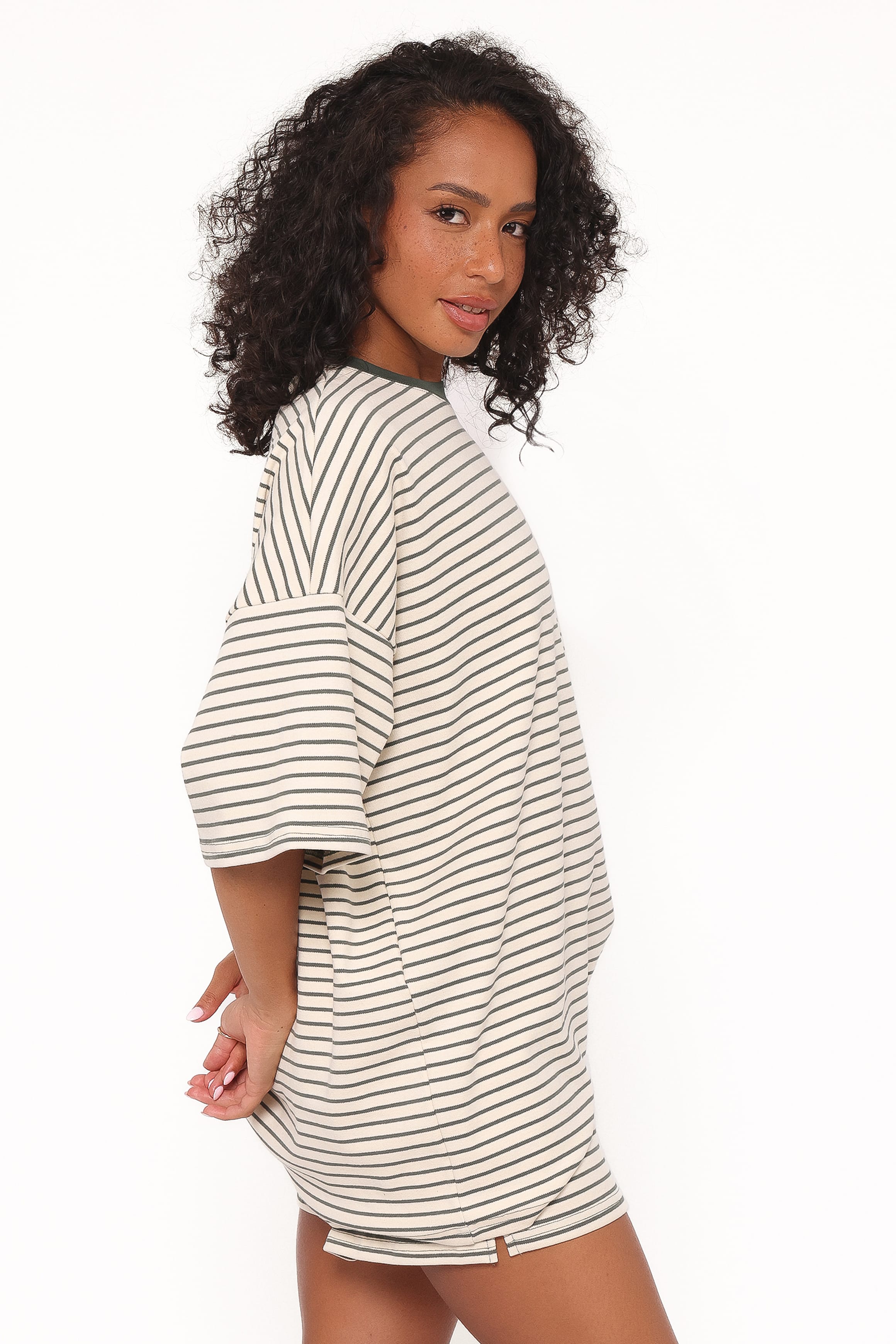 Petal and Pup USA SETS Hellen Stripe Short Set - Cream/Green Stripe