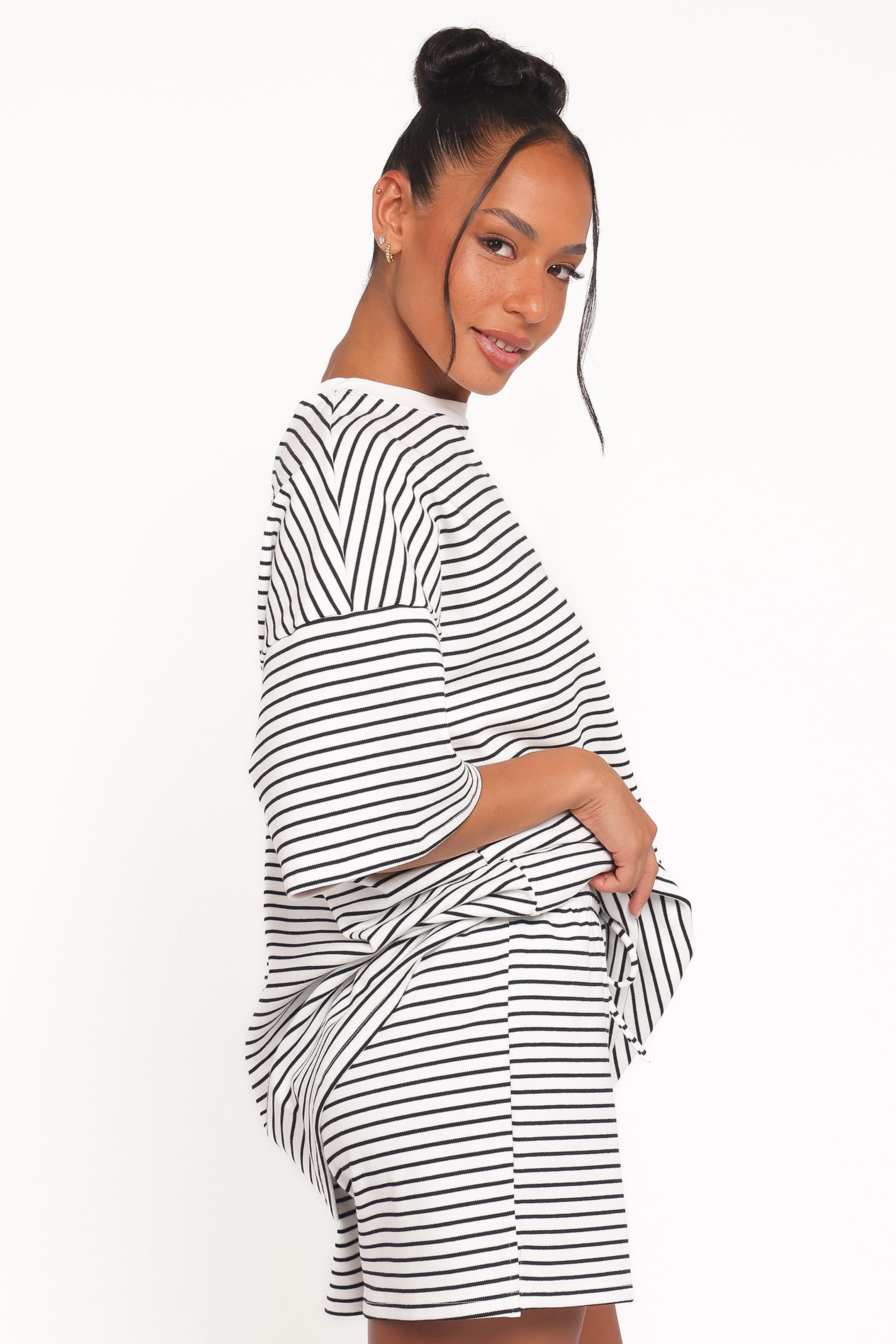 Hellen Stripe Short Set - White Black Stripe | Petal & Pup USA