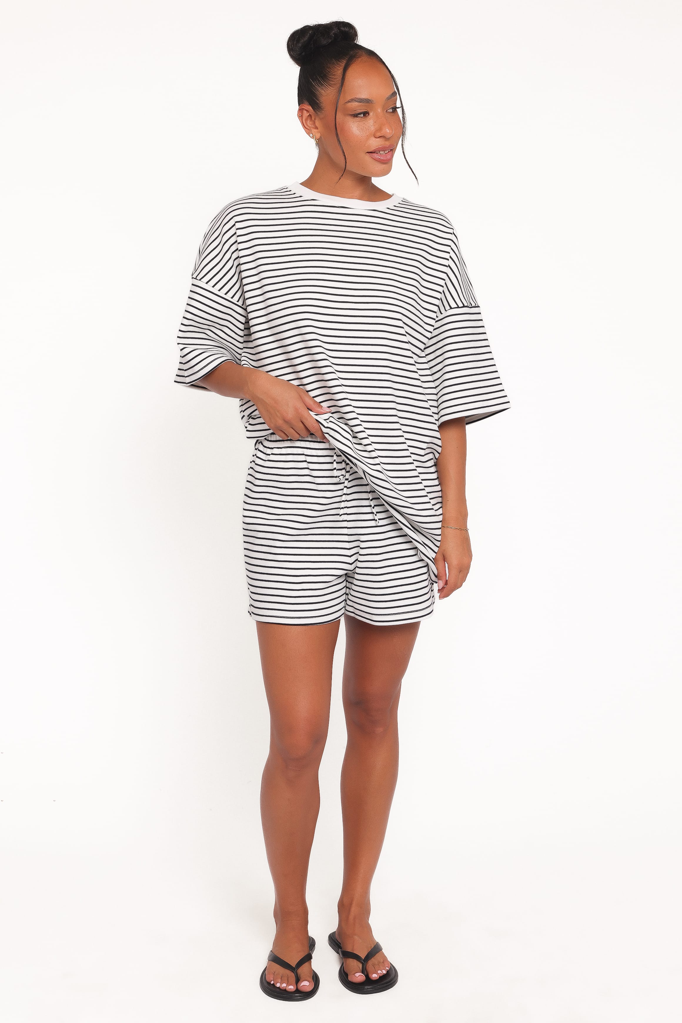 Hellen Stripe Short Set - White Black Stripe | Petal & Pup USA