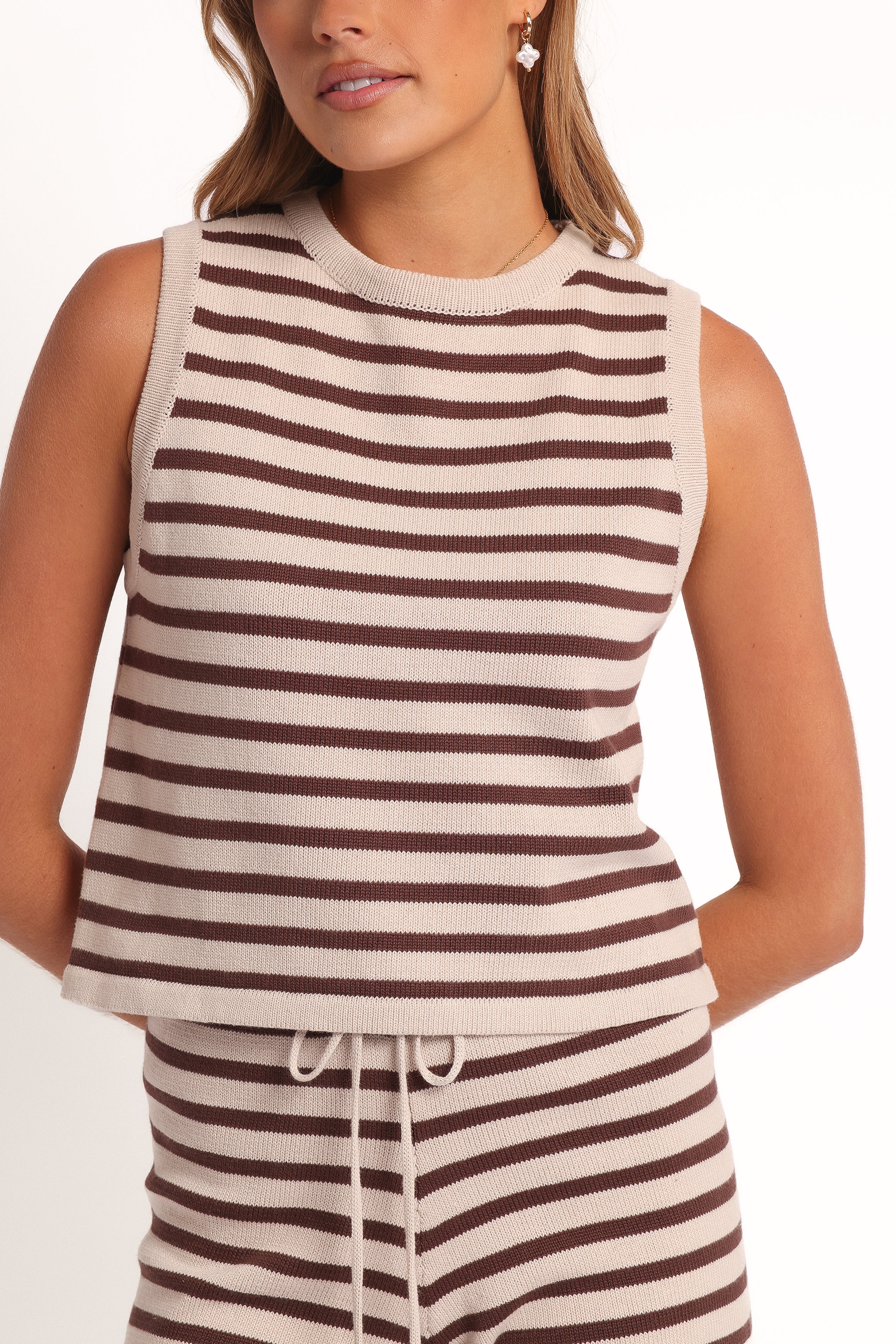 Petal and Pup USA SETS Ilona Knit Set - Brown/Cream