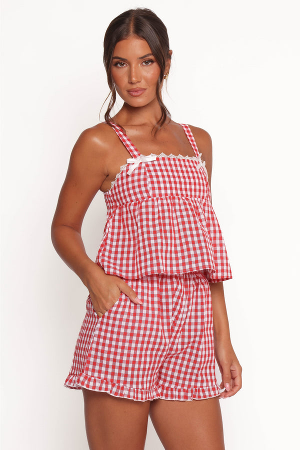 Petal and Pup USA SETS Isidore Gingham Short Set - Red