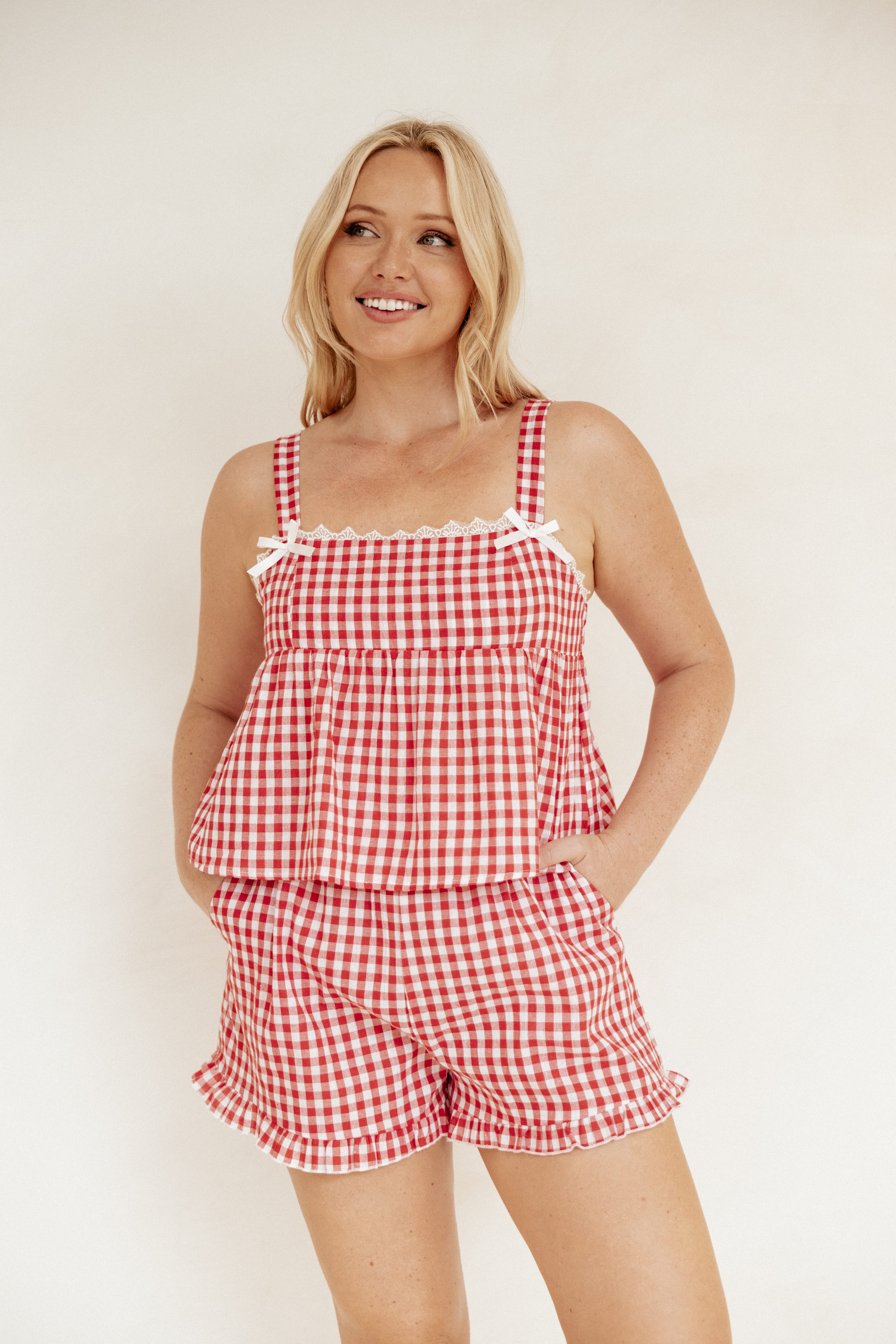 Isidore Gingham Short Set - Red | Petal & Pup USA