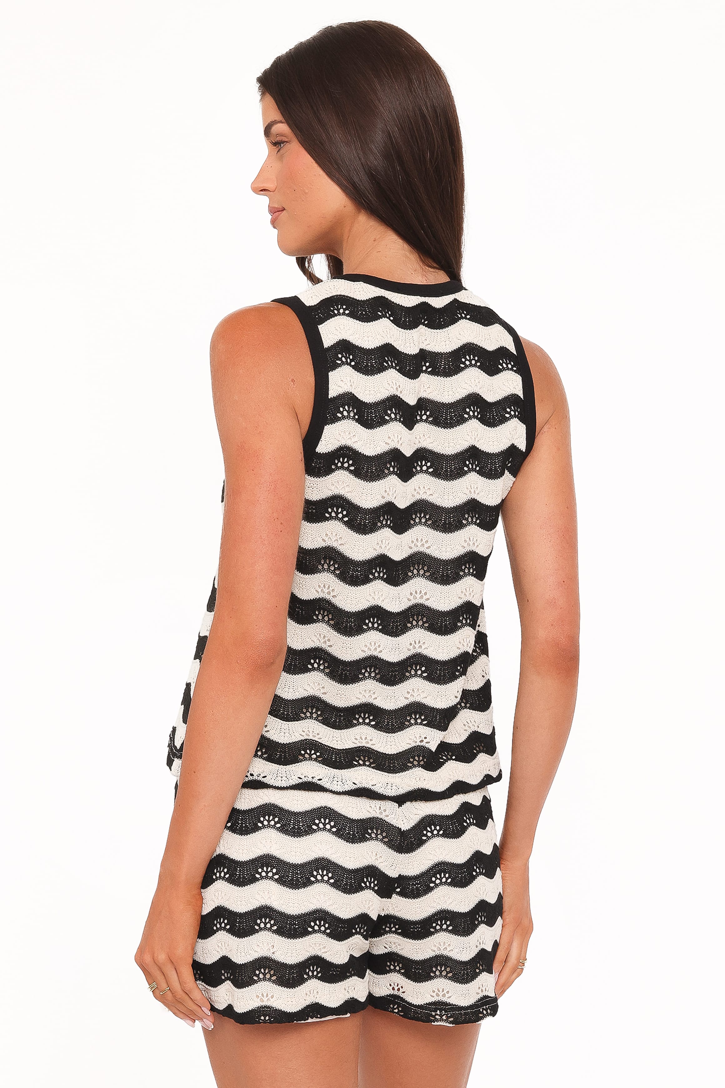 Petal and Pup USA SETS Iveta Knit Short Set - Black/Cream Stripe