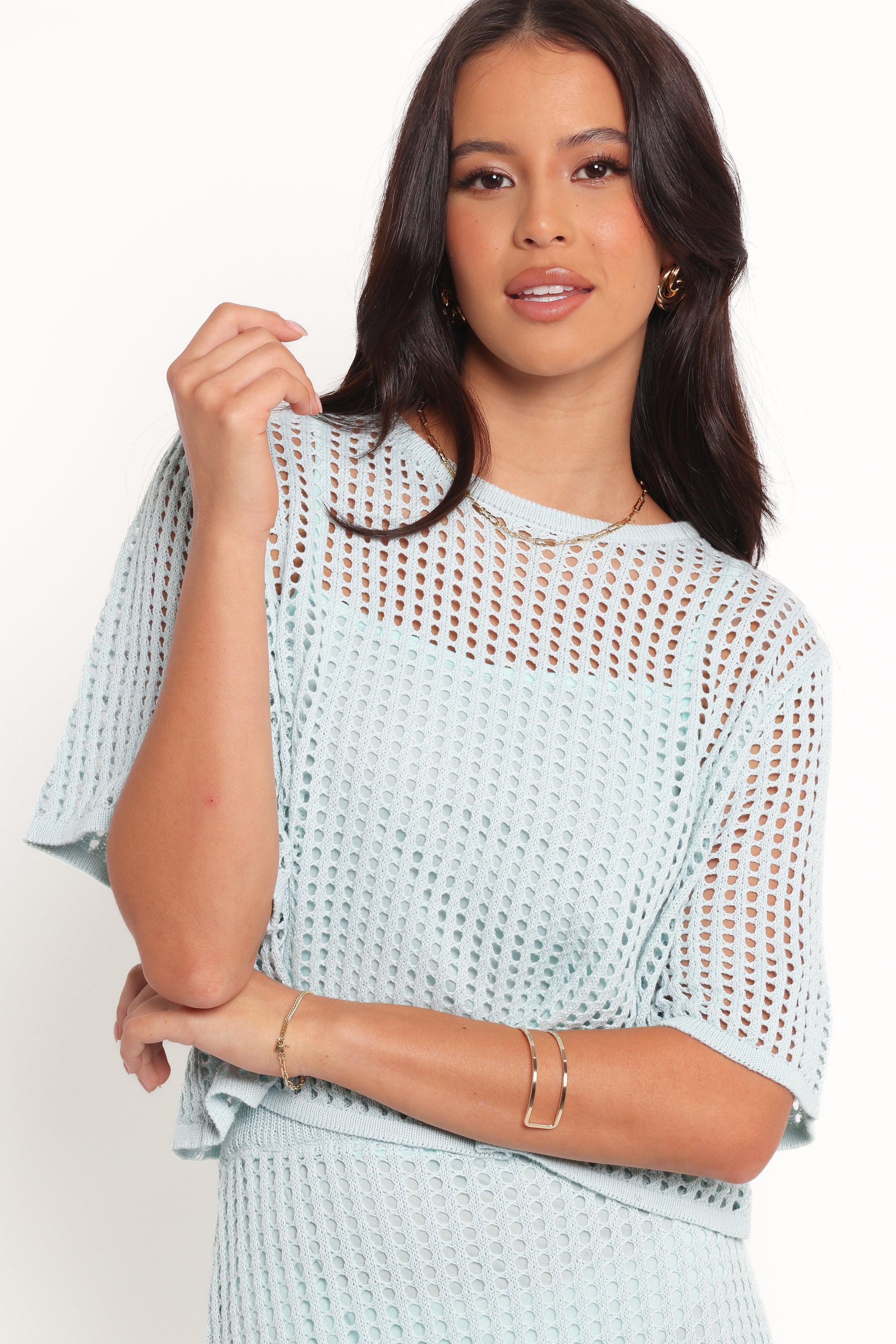 Petal and Pup USA SETS Kinnie Knit Skirt Set - Light Blue