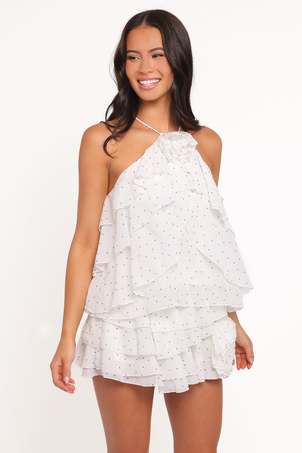 Petal and Pup USA SETS Kit Ruffled Skort Set - White Polka Dot
