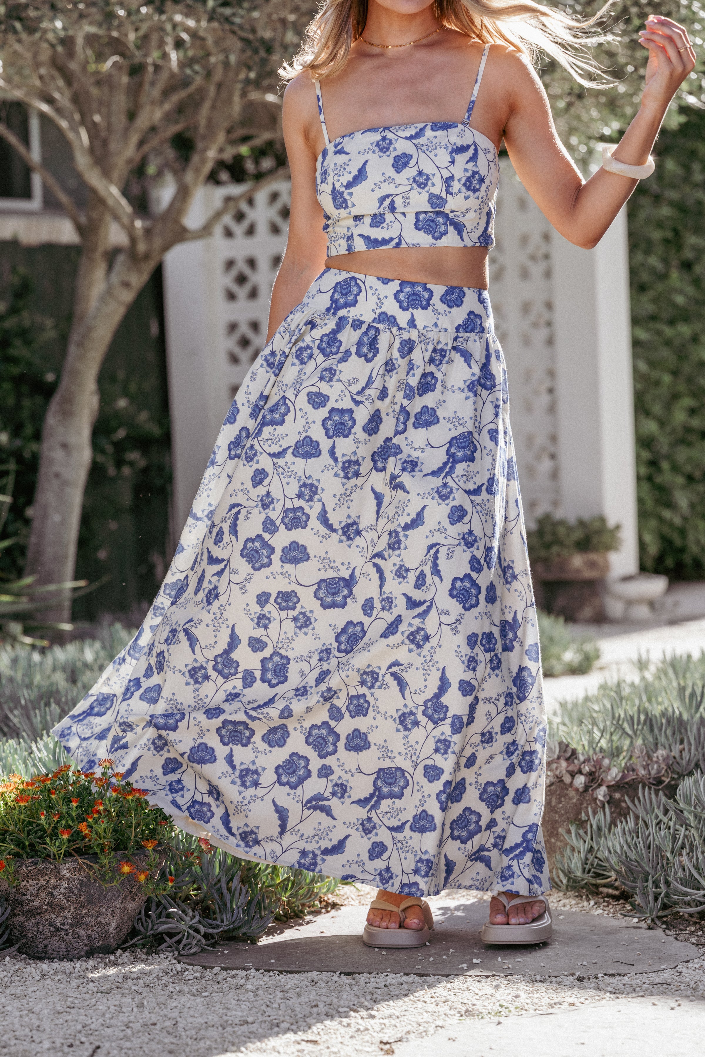 Petal and Pup USA SETS Kristy Maxi Skirt Set - Cream Floral
