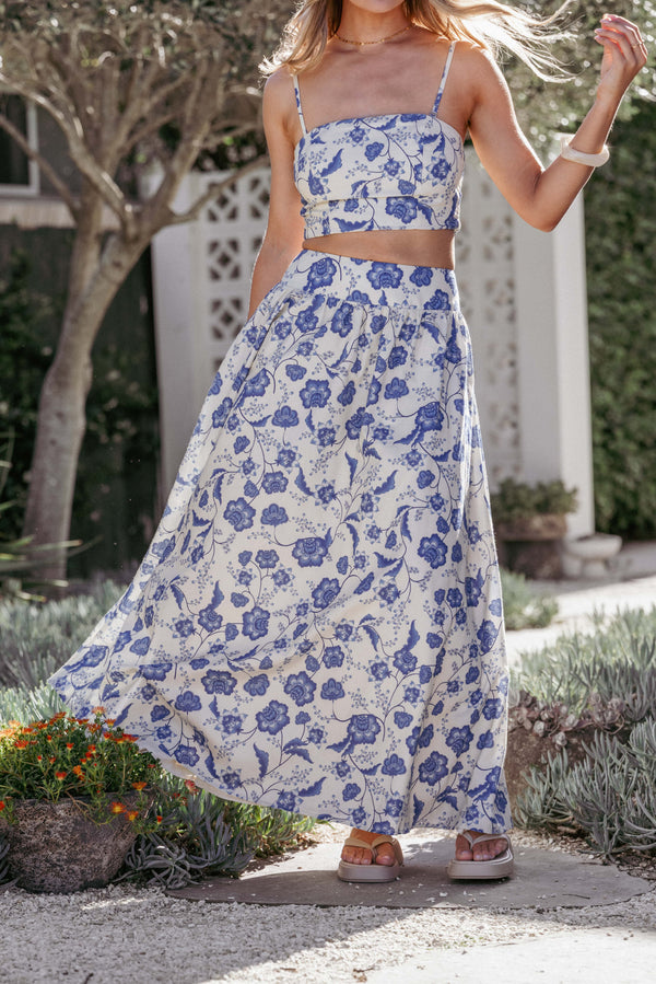 Petal and Pup USA SETS Kristy Maxi Skirt Set - Cream Floral