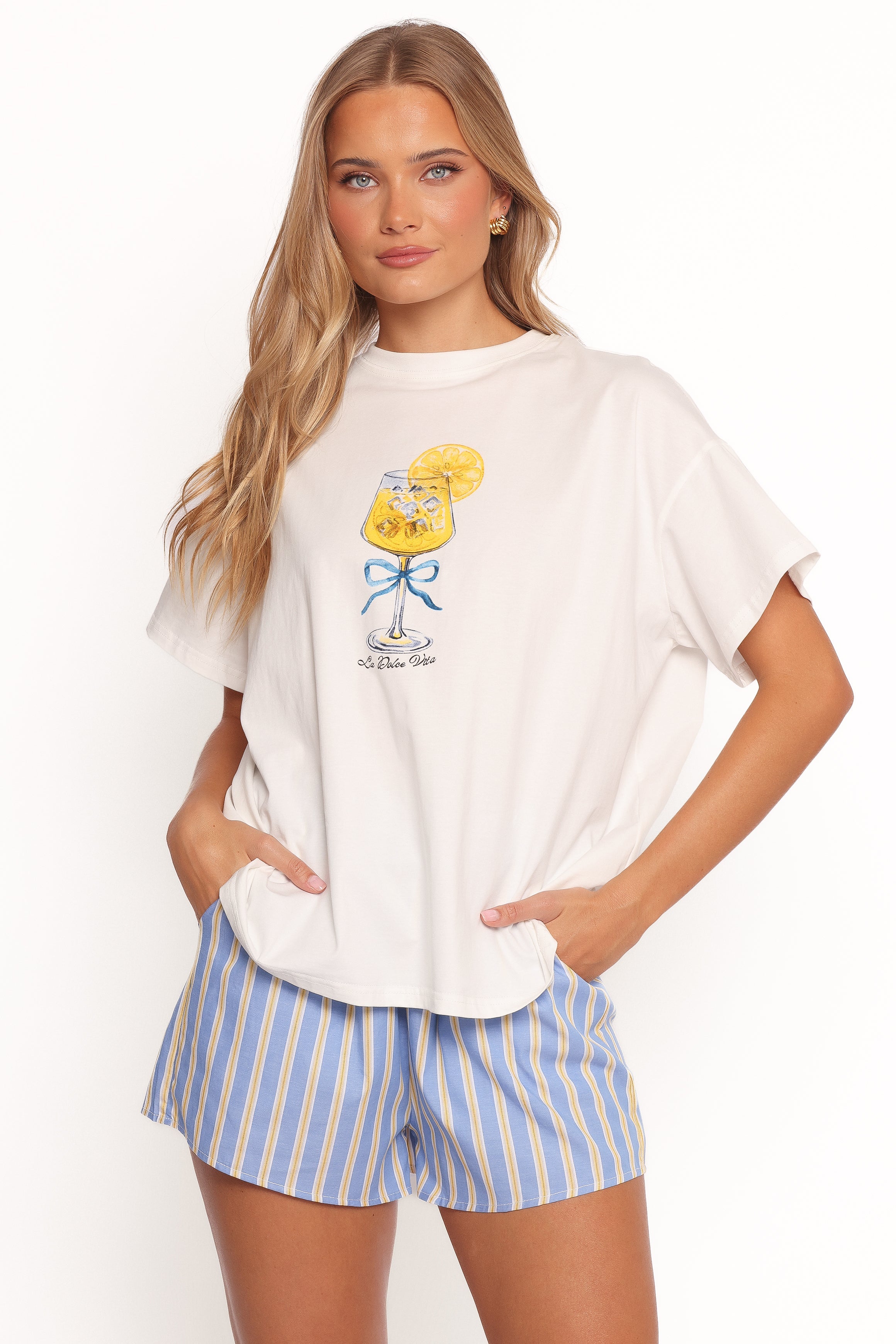 Petal and Pup USA SETS La Dolce Vita Short Set - White Blue