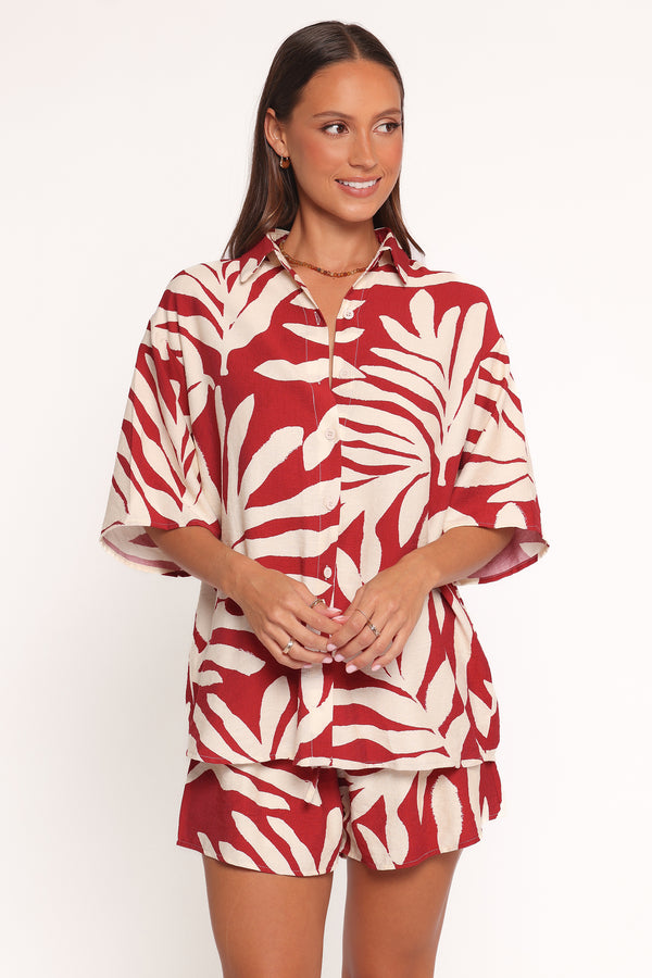 Petal and Pup USA SETS Lilo Short Set - Red Palm Print (Hold for Amazon)
