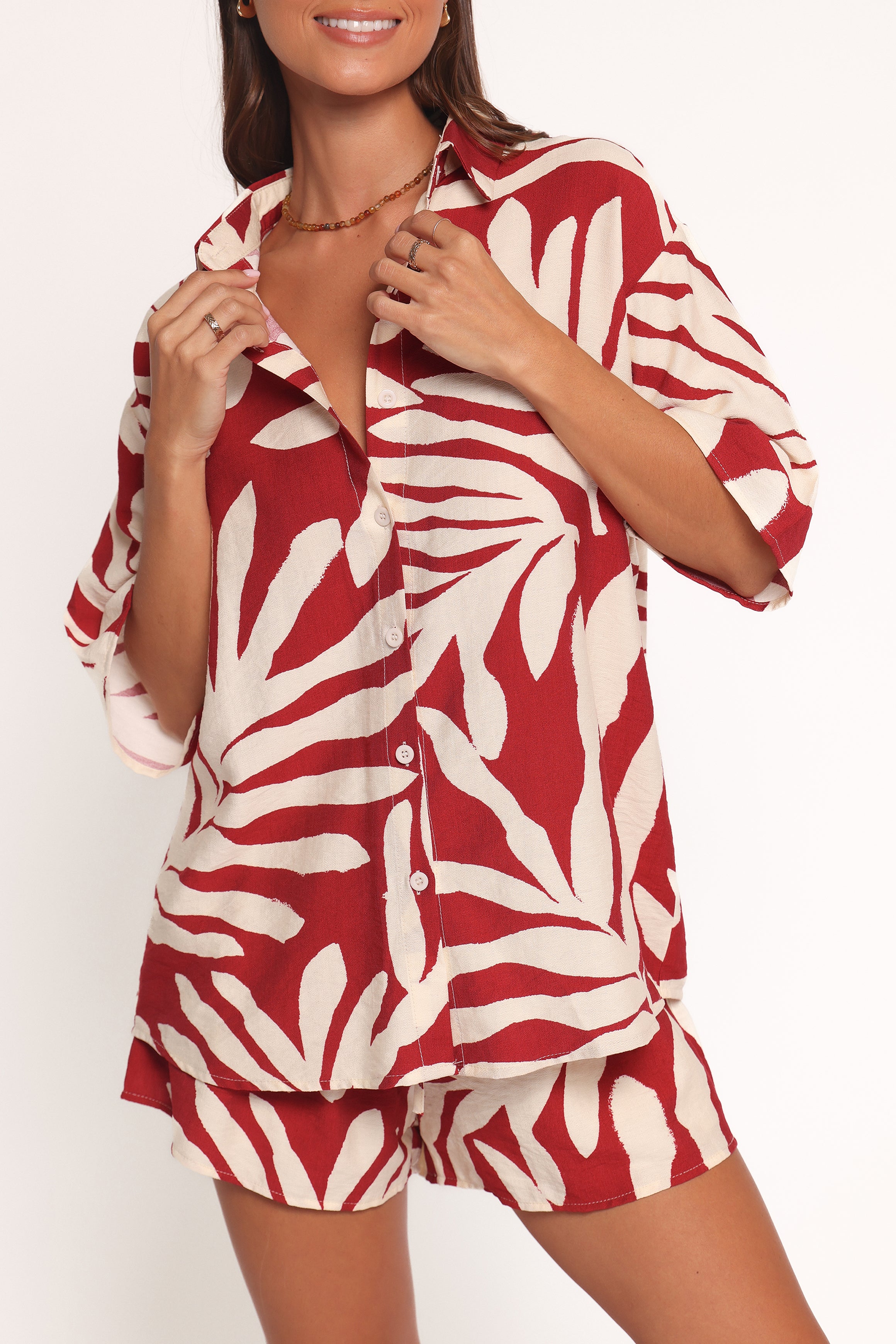 Petal and Pup USA SETS Lilo Short Set - Red Palm Print (Hold for Amazon)