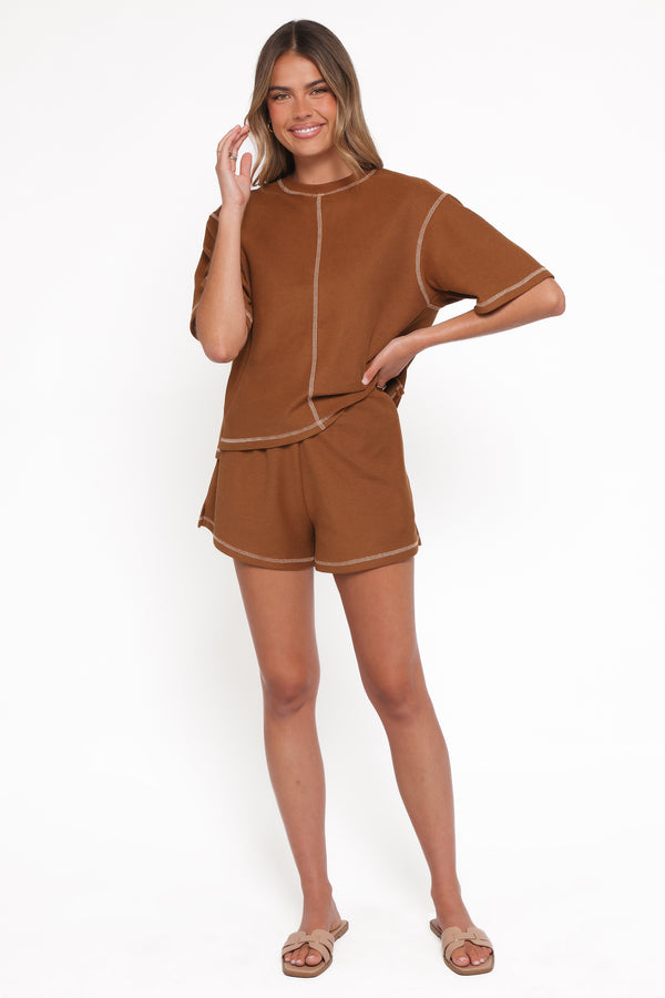 Petal and Pup USA SETS Melody Knit Short Set - Chocolate