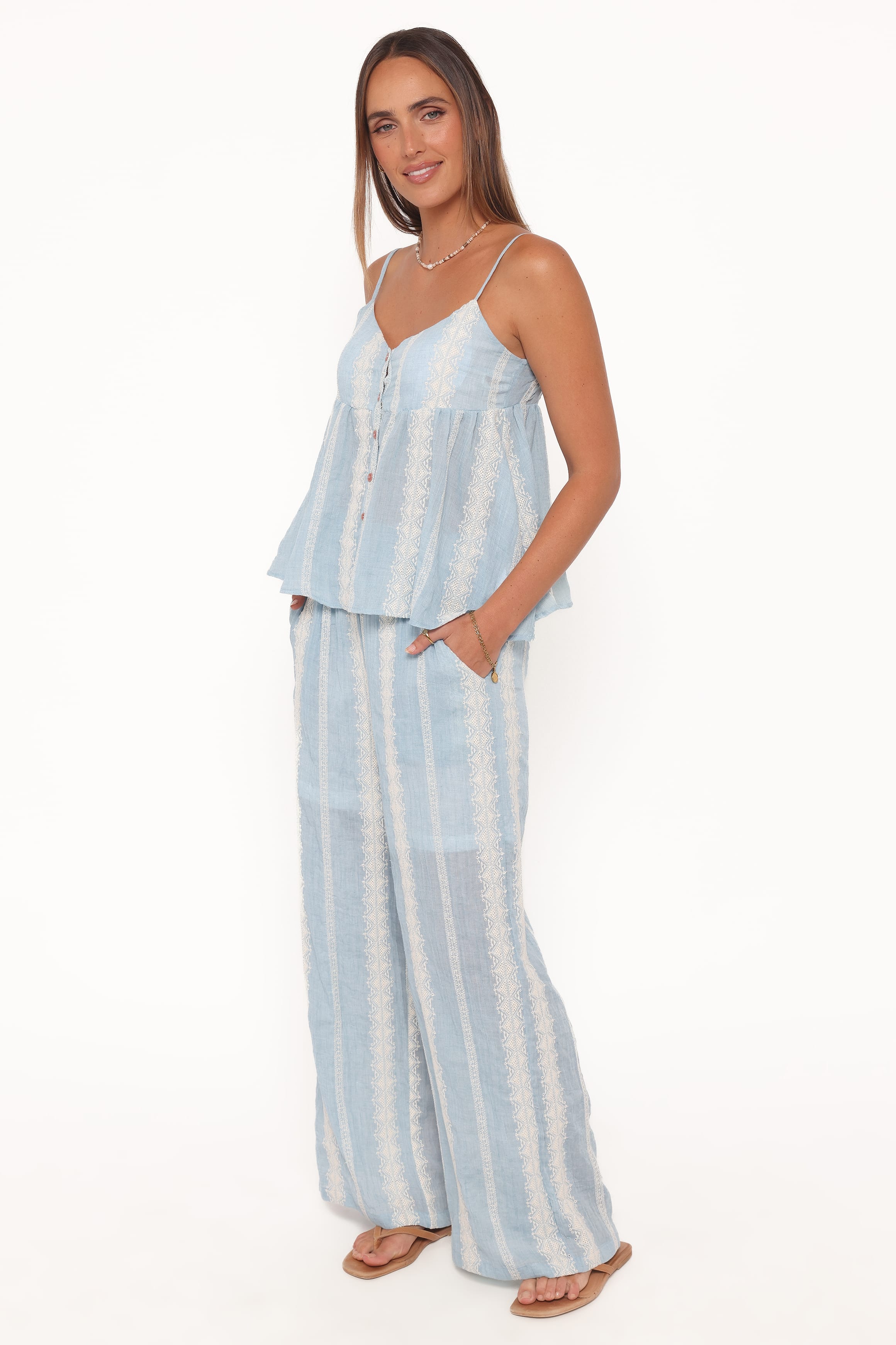 Petal and Pup USA SETS Mila Embroidered Pant Set - Light Blue