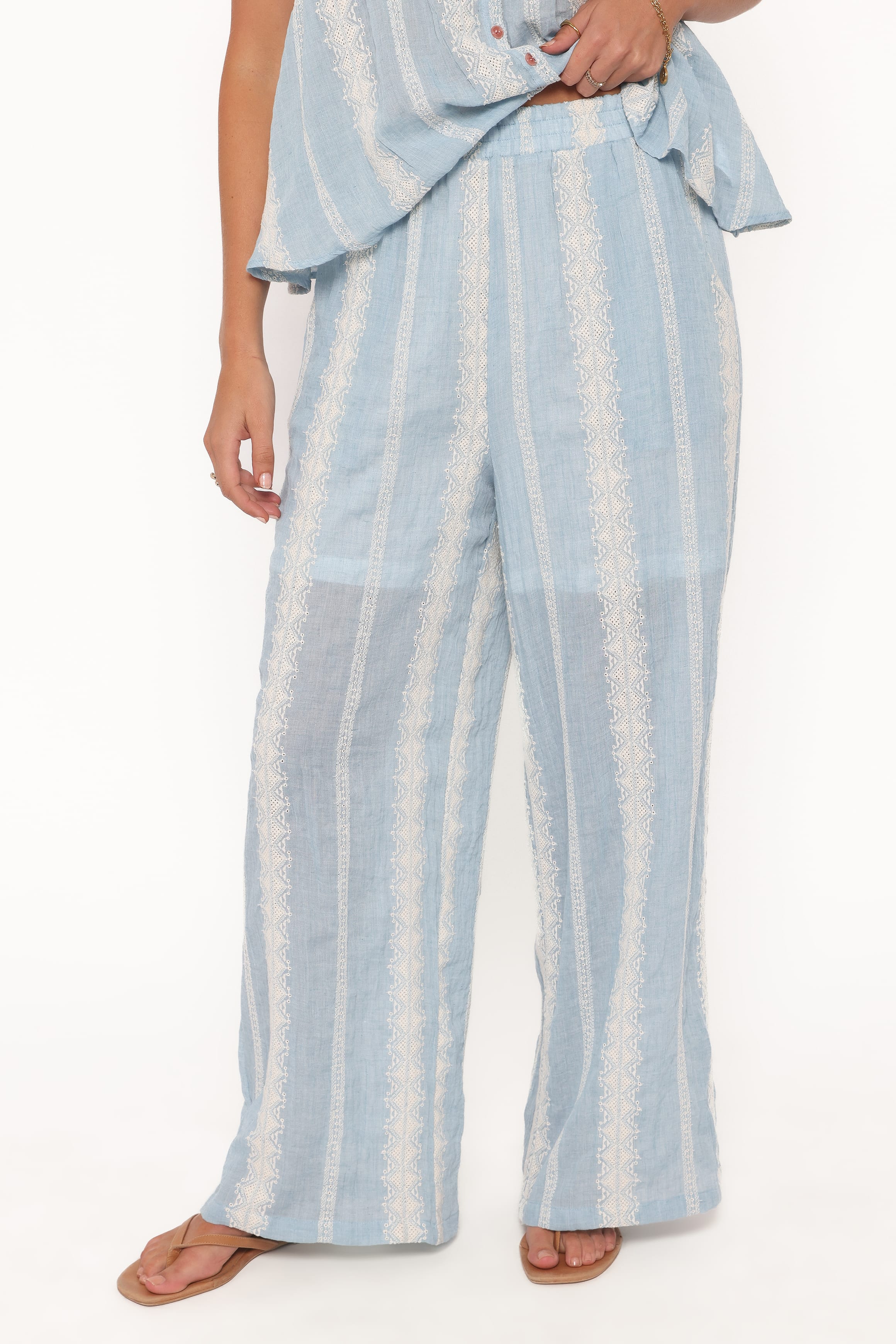 Petal and Pup USA SETS Mila Embroidered Pant Set - Light Blue