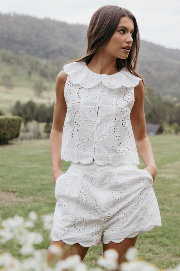 Petal and Pup USA SETS Nimi Eyelet Short Set - White