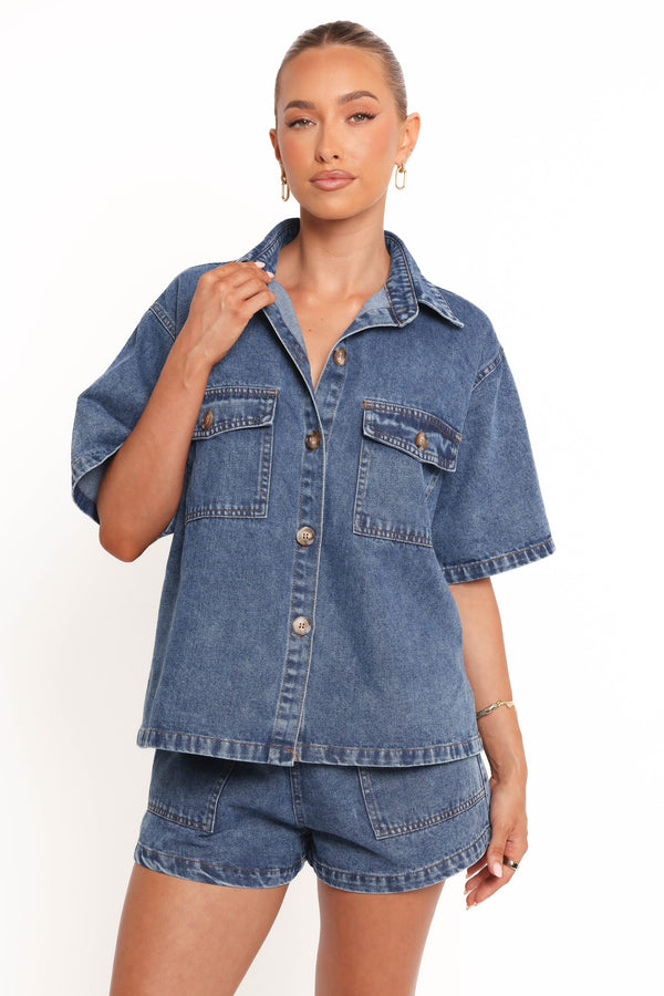 Petal and Pup USA SETS Noor Denim Short Set - Dark Blue