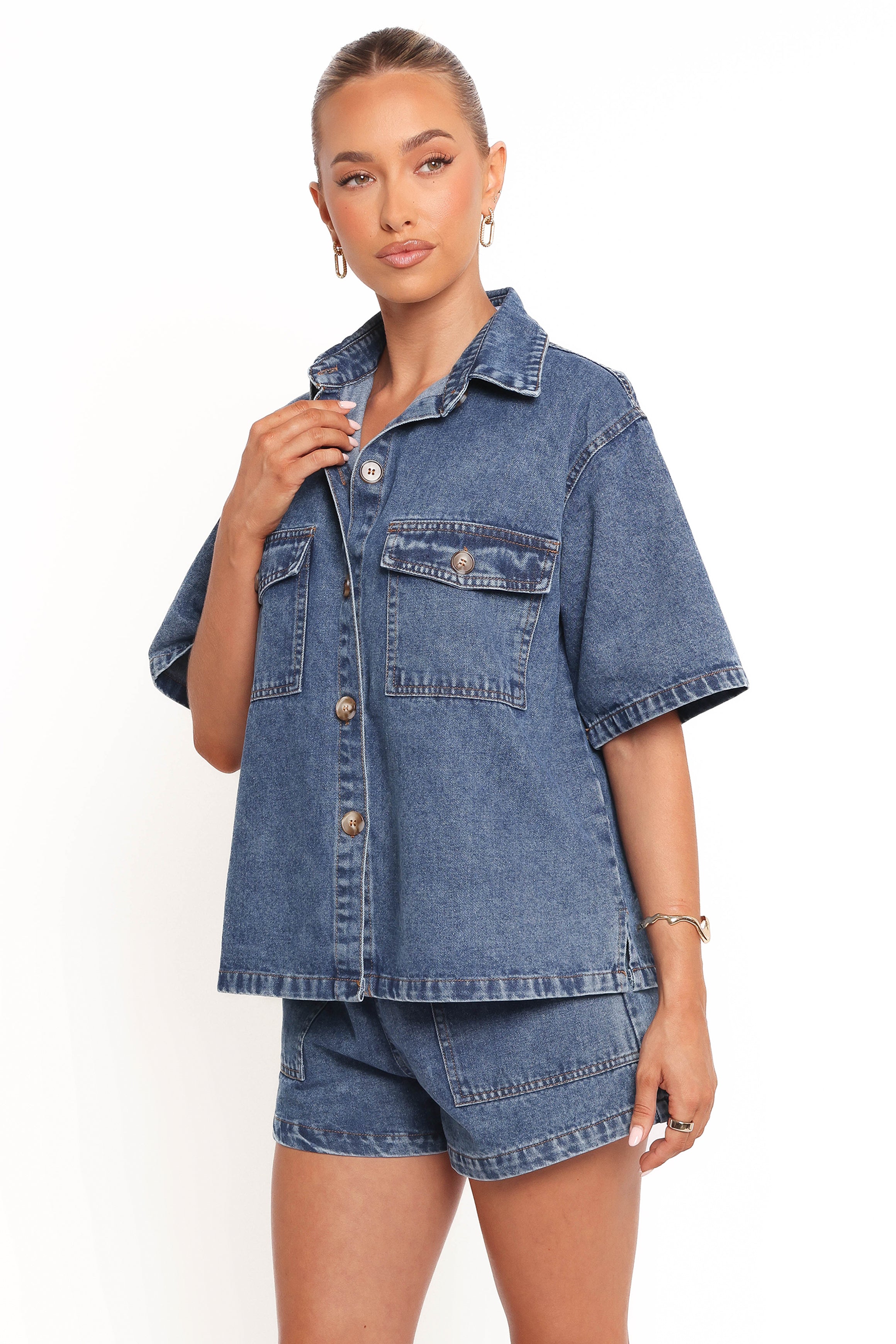 Petal and Pup USA SETS Noor Denim Short Set - Dark Blue