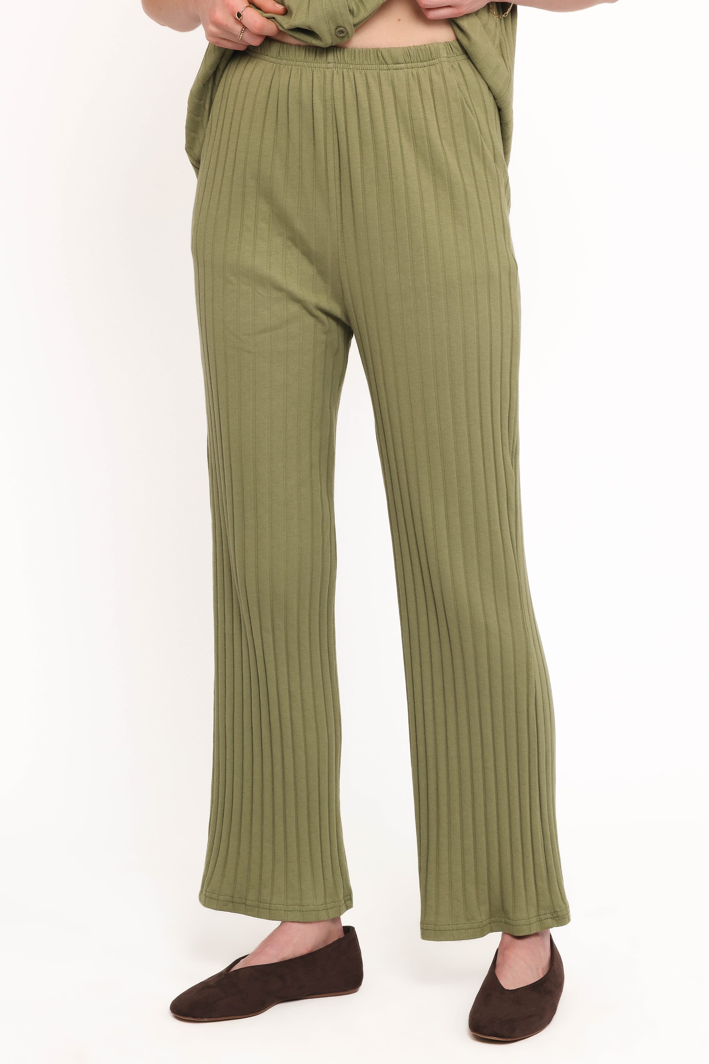 Petal and Pup USA SETS Phillipa Wide Ribbed Shirt Set - Olive