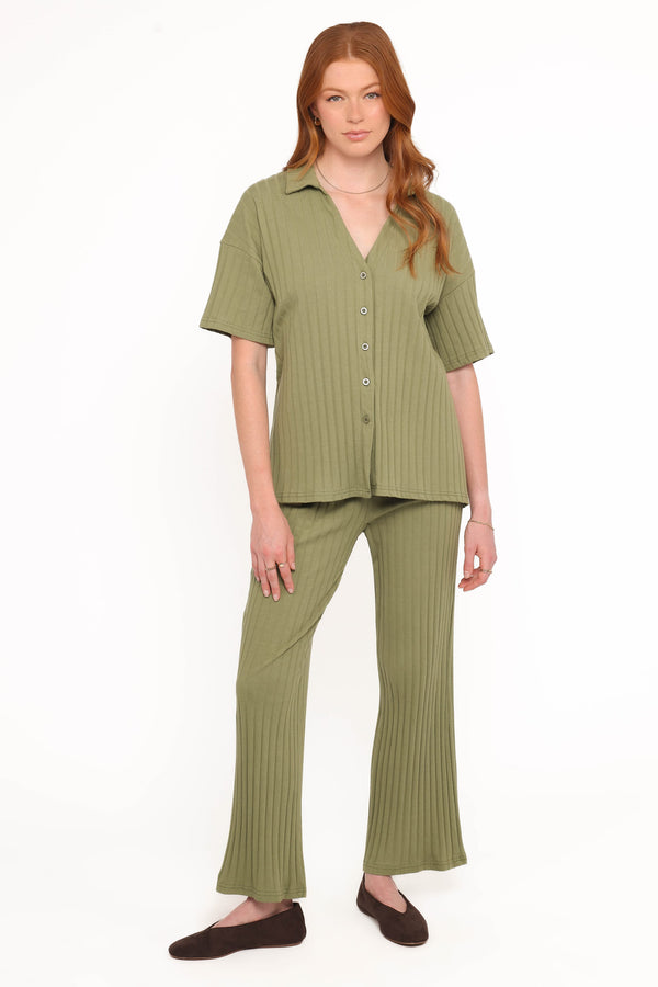 Petal and Pup USA SETS Phillipa Wide Ribbed Shirt Set - Olive