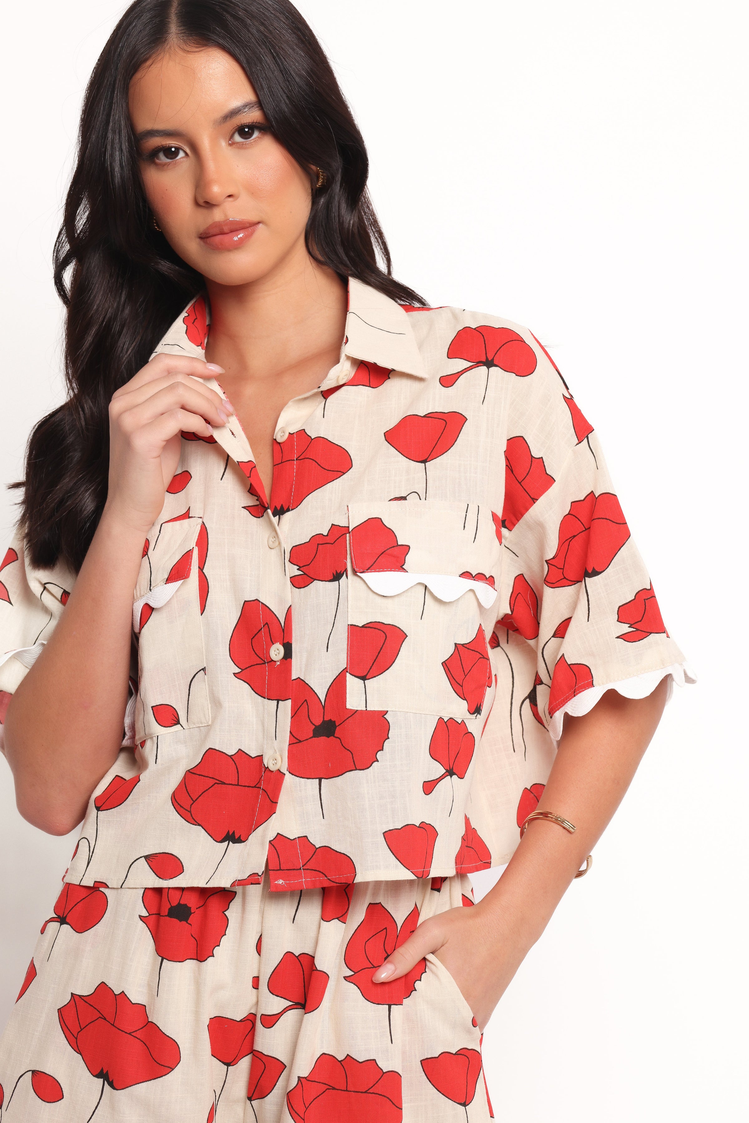 Petal and Pup USA SETS Sallio Short Set - Red Beige Poppy