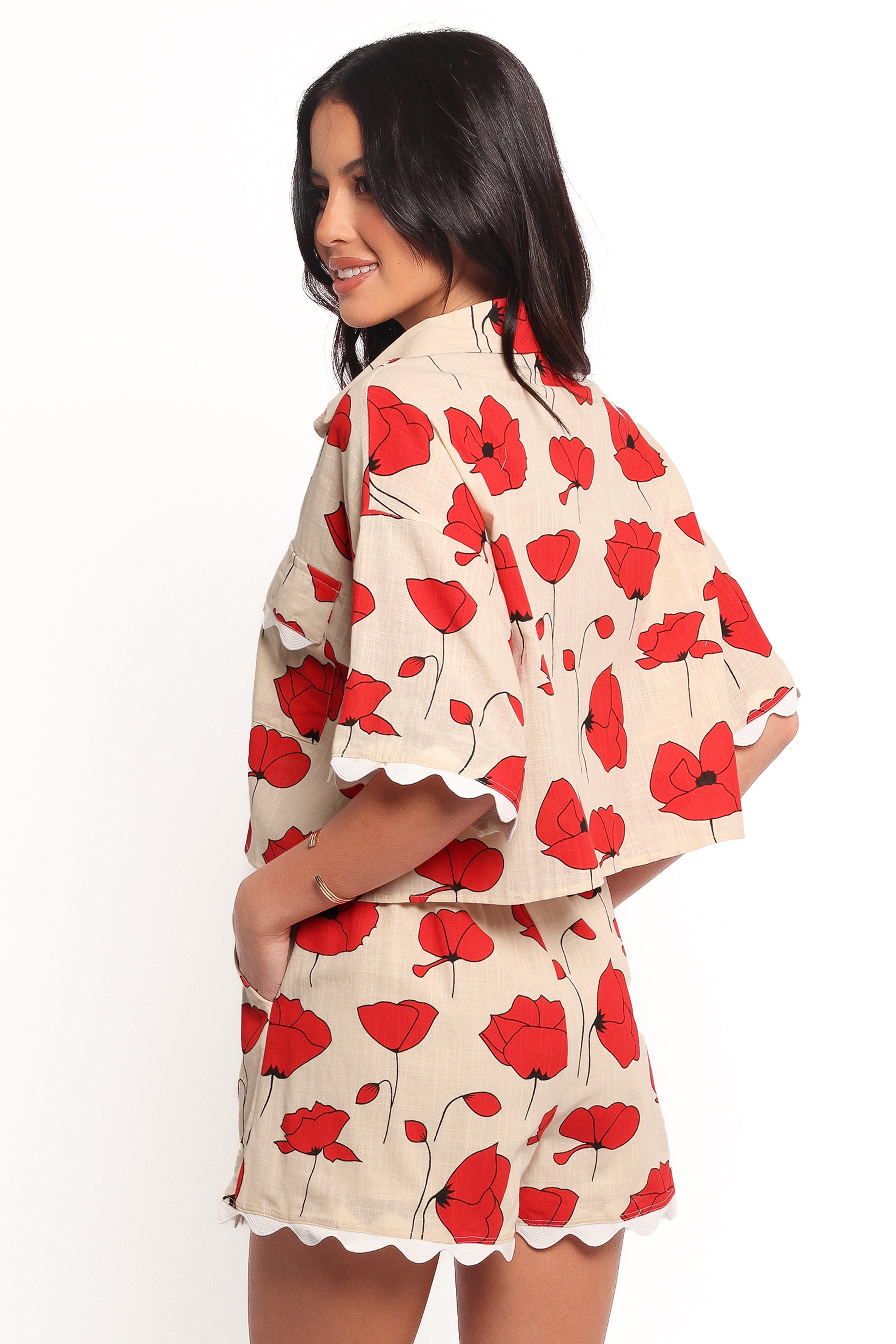 Petal and Pup USA SETS Sallio Short Set - Red Beige Poppy