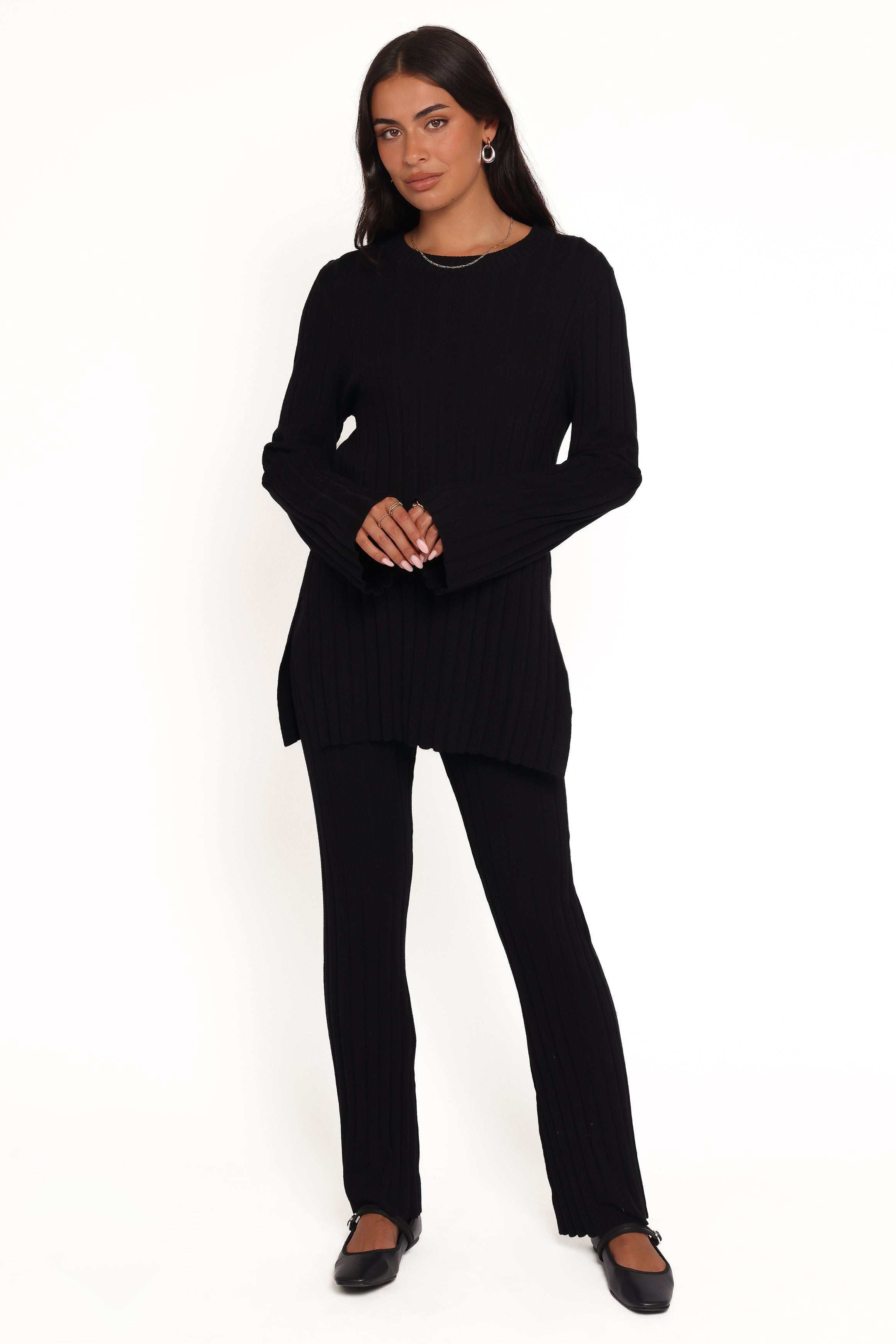 Petal and Pup USA SETS Silvie Long Sleeve Knitted Set - Black