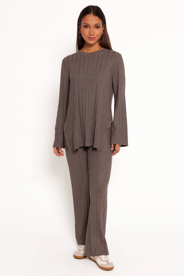 Petal and Pup USA SETS Silvie Long Sleeve Knitted Set - Charcoal Grey