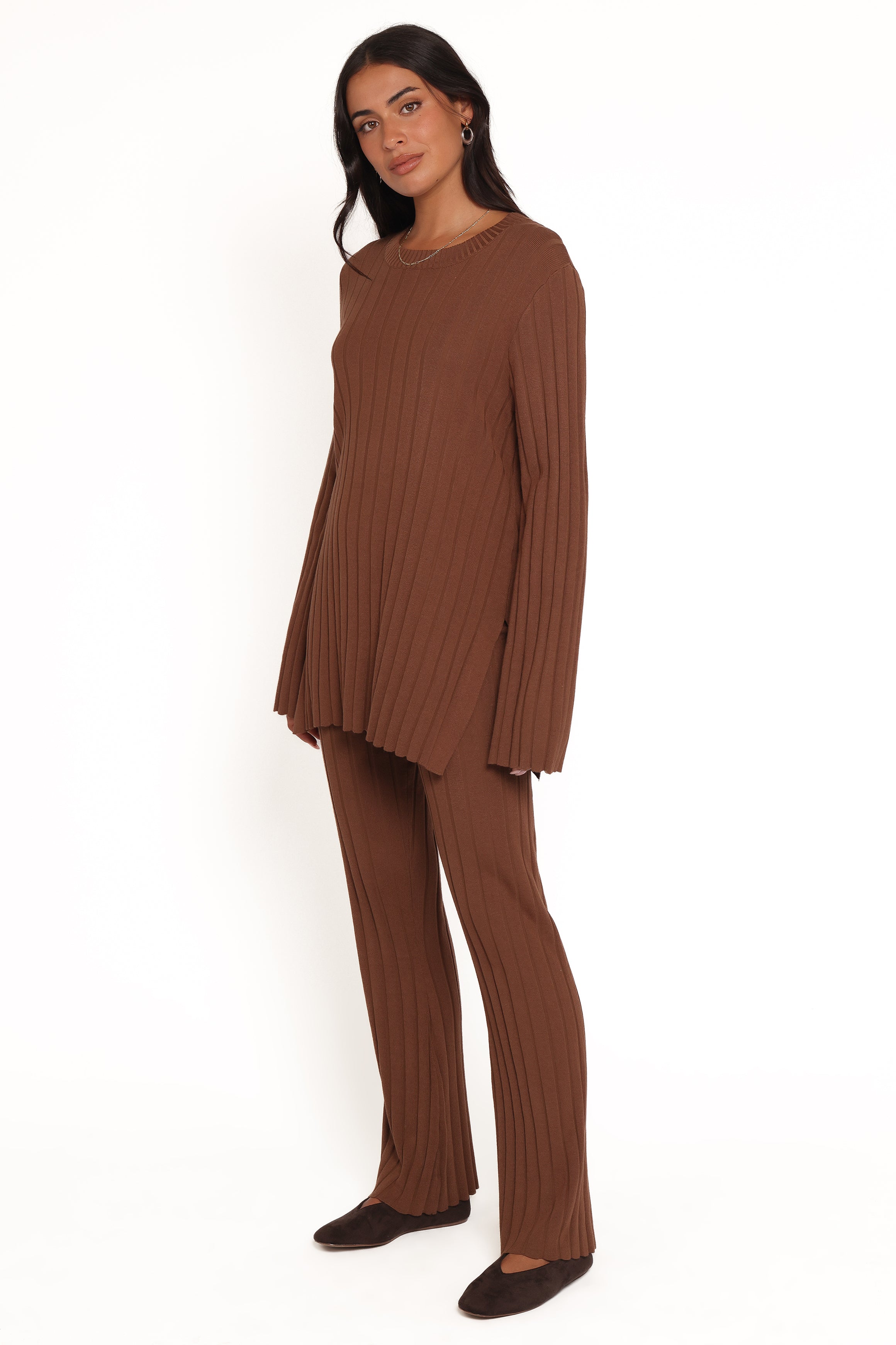 Petal and Pup USA SETS Silvie Long Sleeve Knitted Set - Chocolate