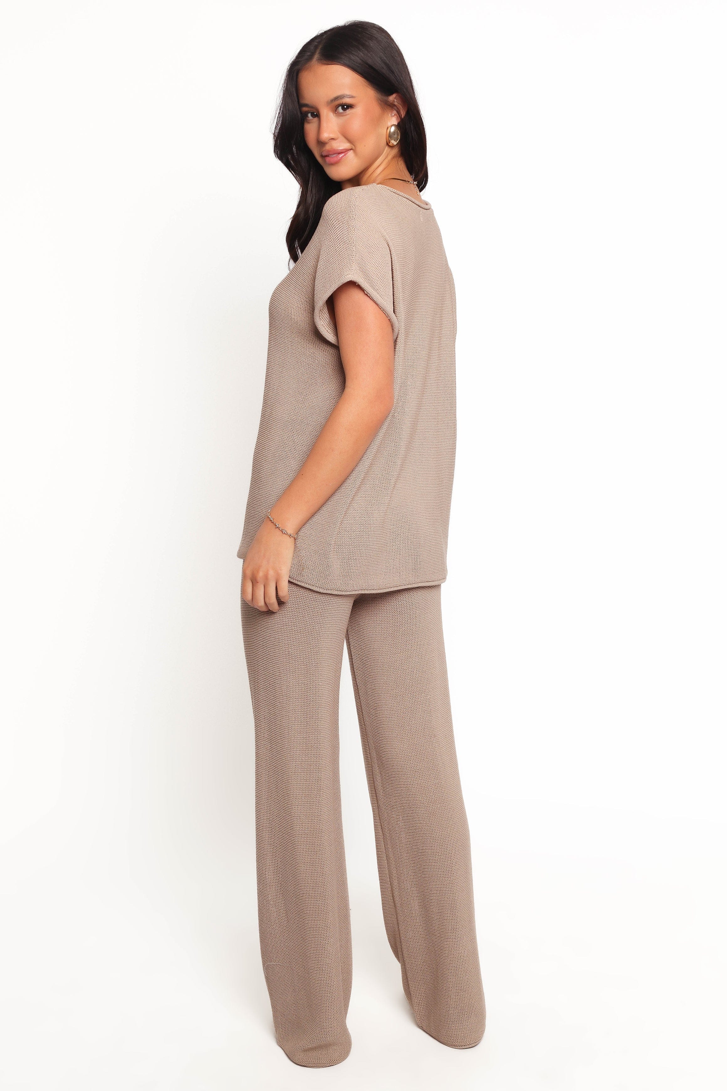 Petal and Pup USA SETS Stassia Knitted Pant Set - Brown