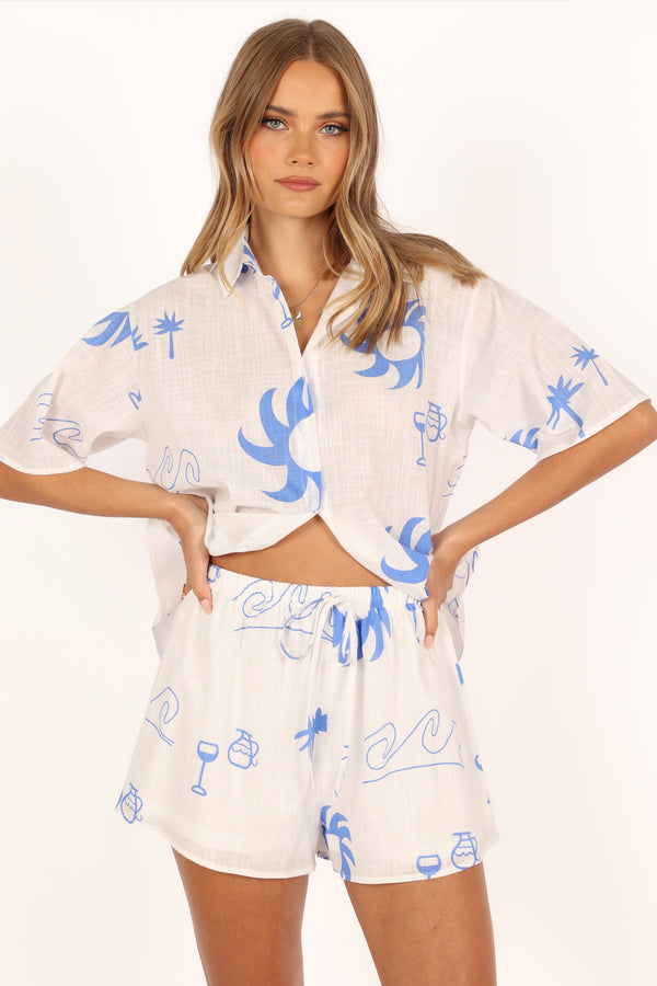 Petal and Pup USA SETS Sun Wave Short Set - White/Blue