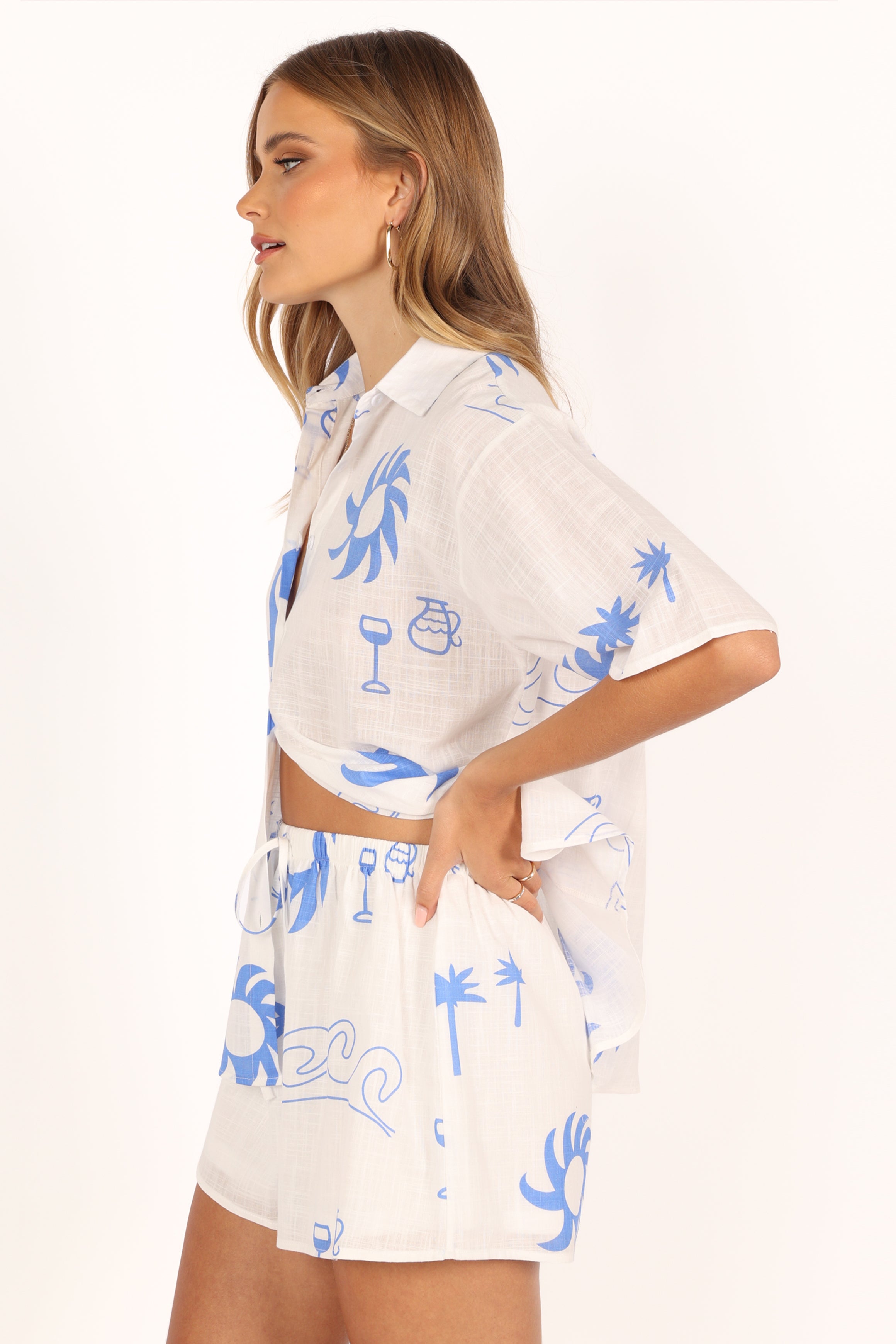 Petal and Pup USA SETS Sun Wave Short Set - White/Blue