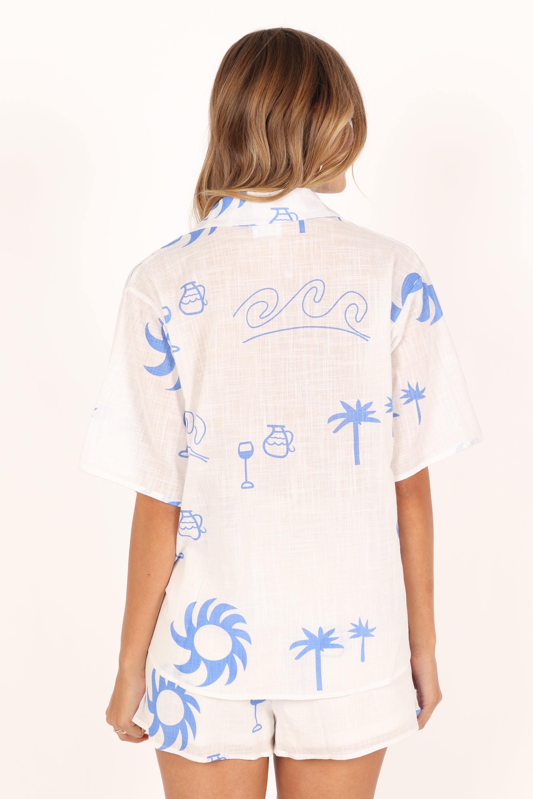 Petal and Pup USA SETS Sun Wave Short Set - White/Blue