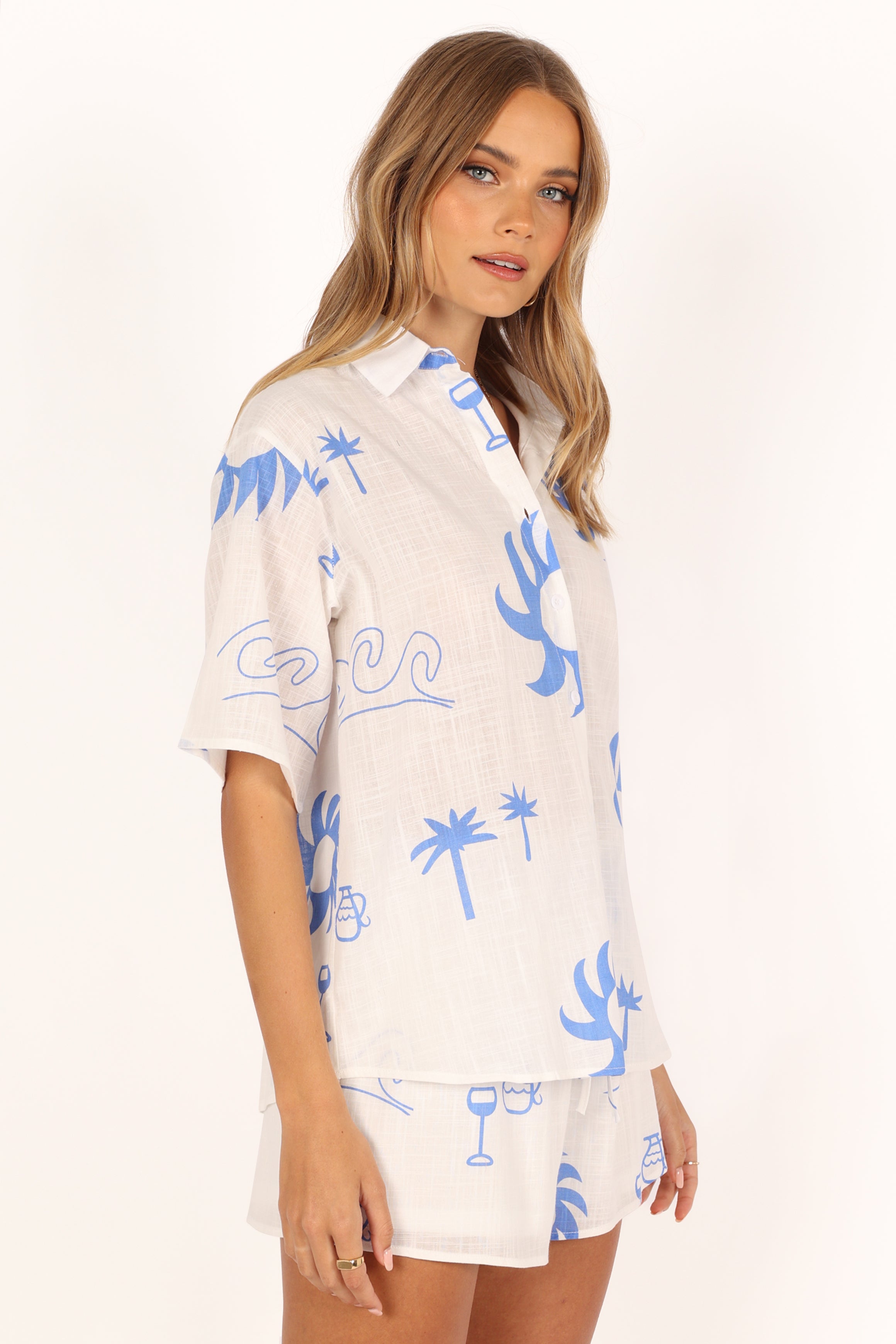 Petal and Pup USA SETS Sun Wave Short Set - White/Blue