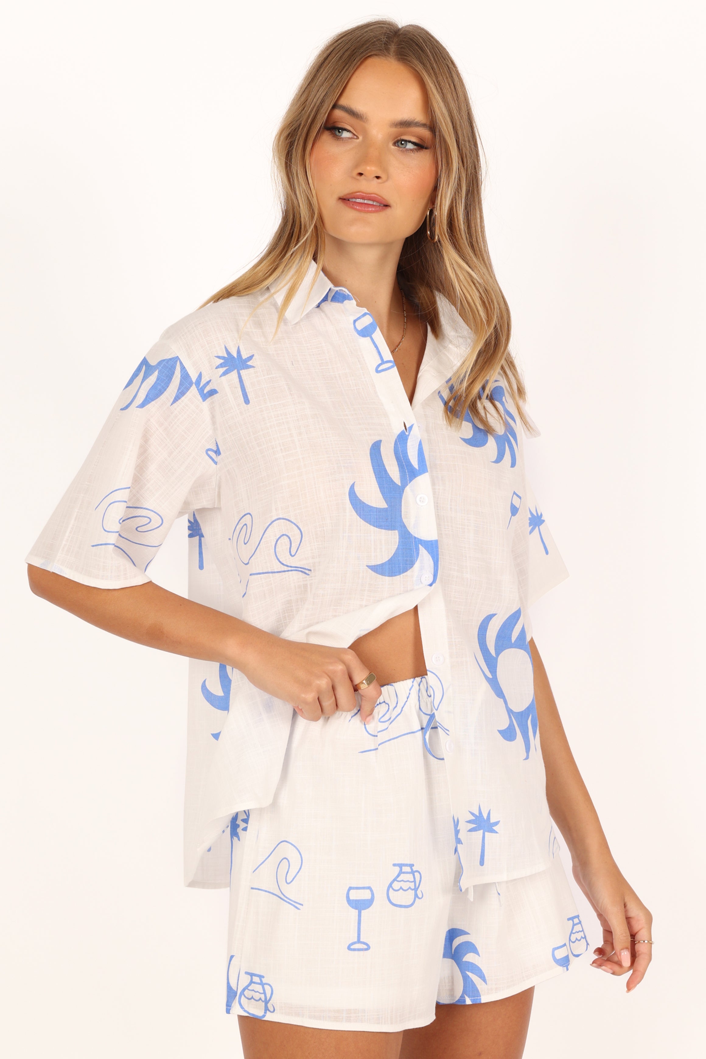 Petal and Pup USA SETS Sun Wave Short Set - White/Blue