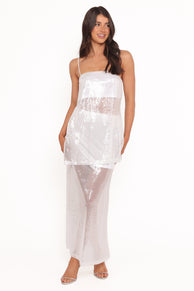 Petal and Pup USA SETS Vienne Sequin Skirt Set - White Sequin