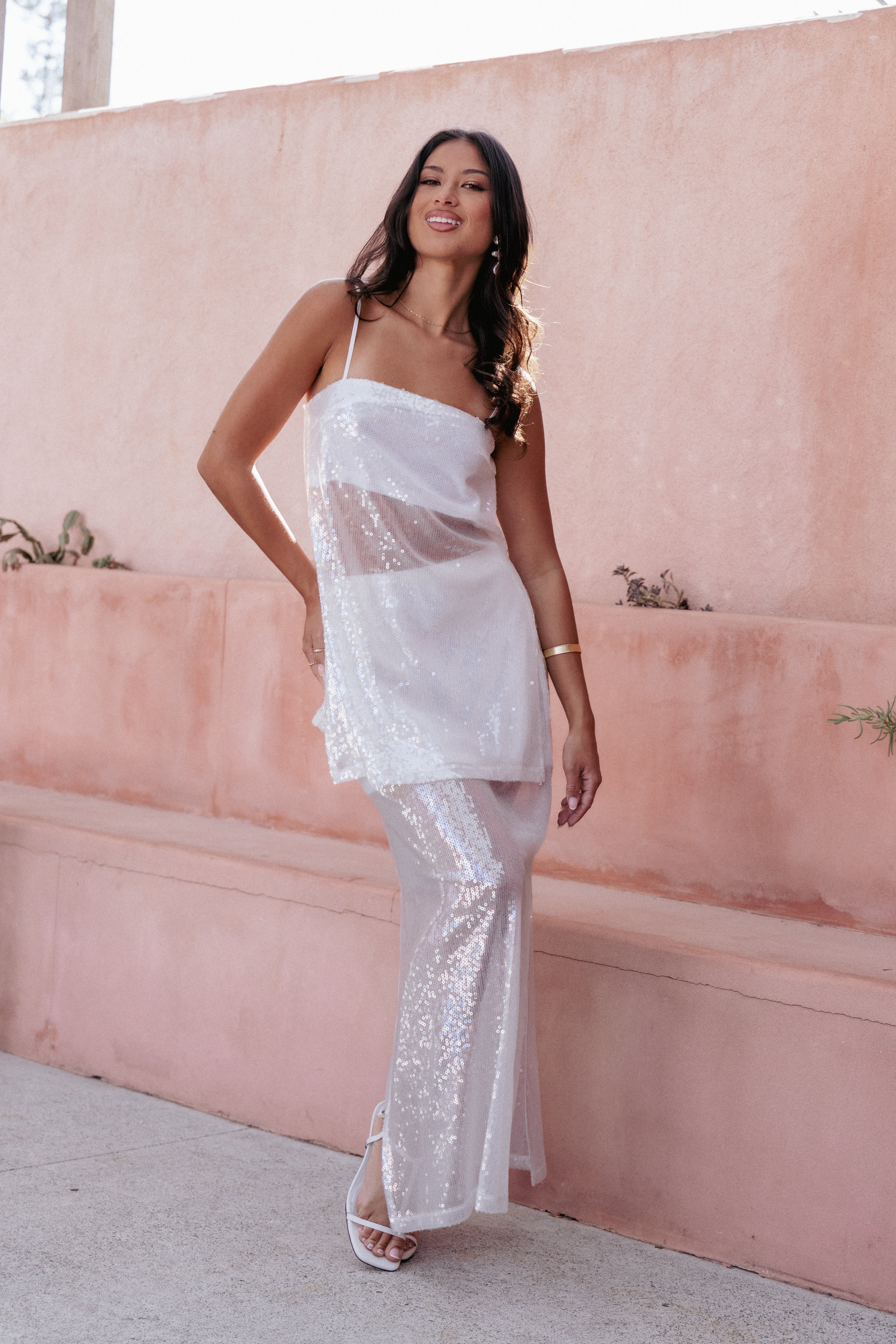 Petal and Pup USA SETS Vienne Sequin Skirt Set - White Sequin