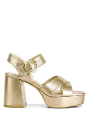Petal and Pup USA SHOES Adore Block Heel Sandals - Gold