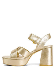 Petal and Pup USA SHOES Adore Block Heel Sandals - Gold