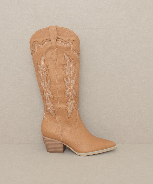 Petal and Pup USA SHOES Ainsley Embroidered Cowboy Boot - Camel